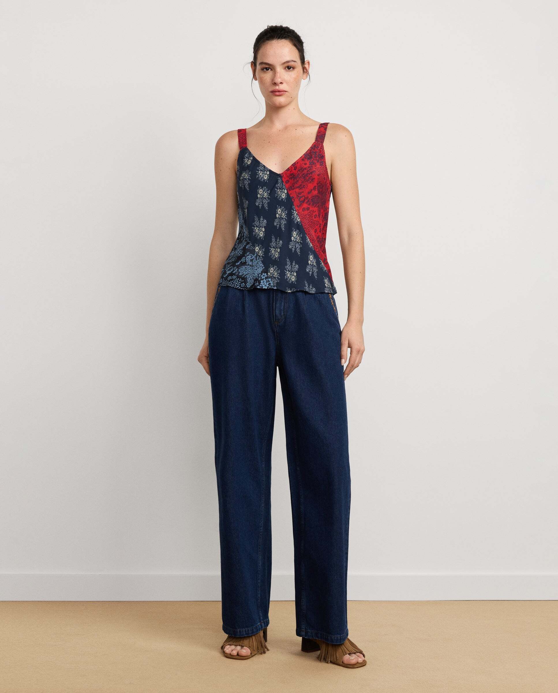 Top de mujer tirantes estampado patchwork - Pepe Jeans - Azul Azul-2