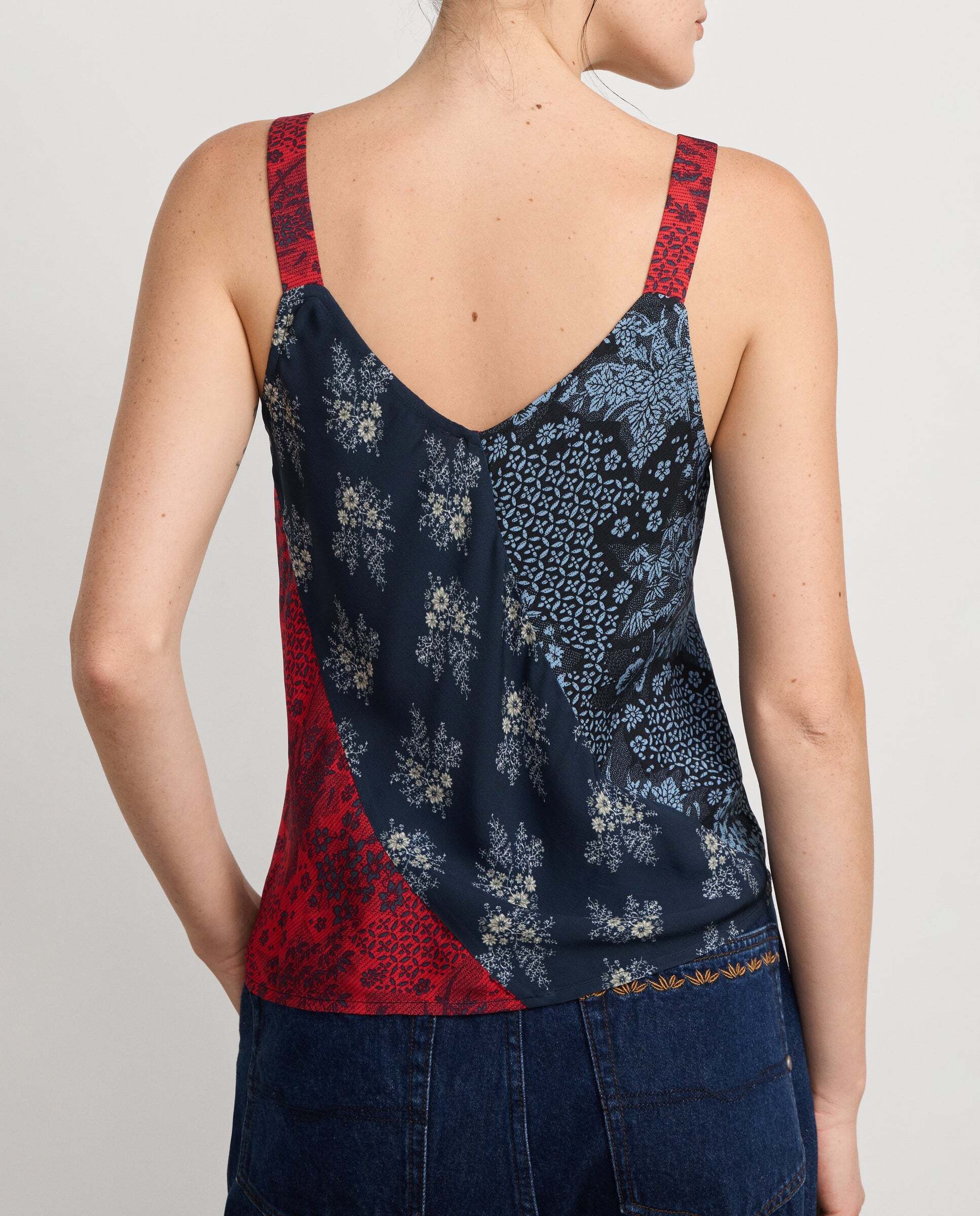 Top de mujer tirantes estampado patchwork - Pepe Jeans - Azul Azul-3