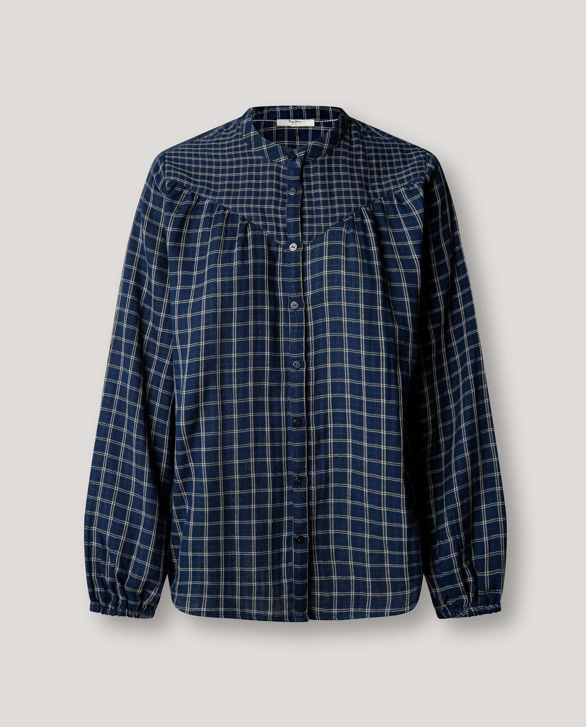 Blusa de mujer de cuadros teñida en prenda - Pepe Jeans - Azul oscuro Azul oscuro-6