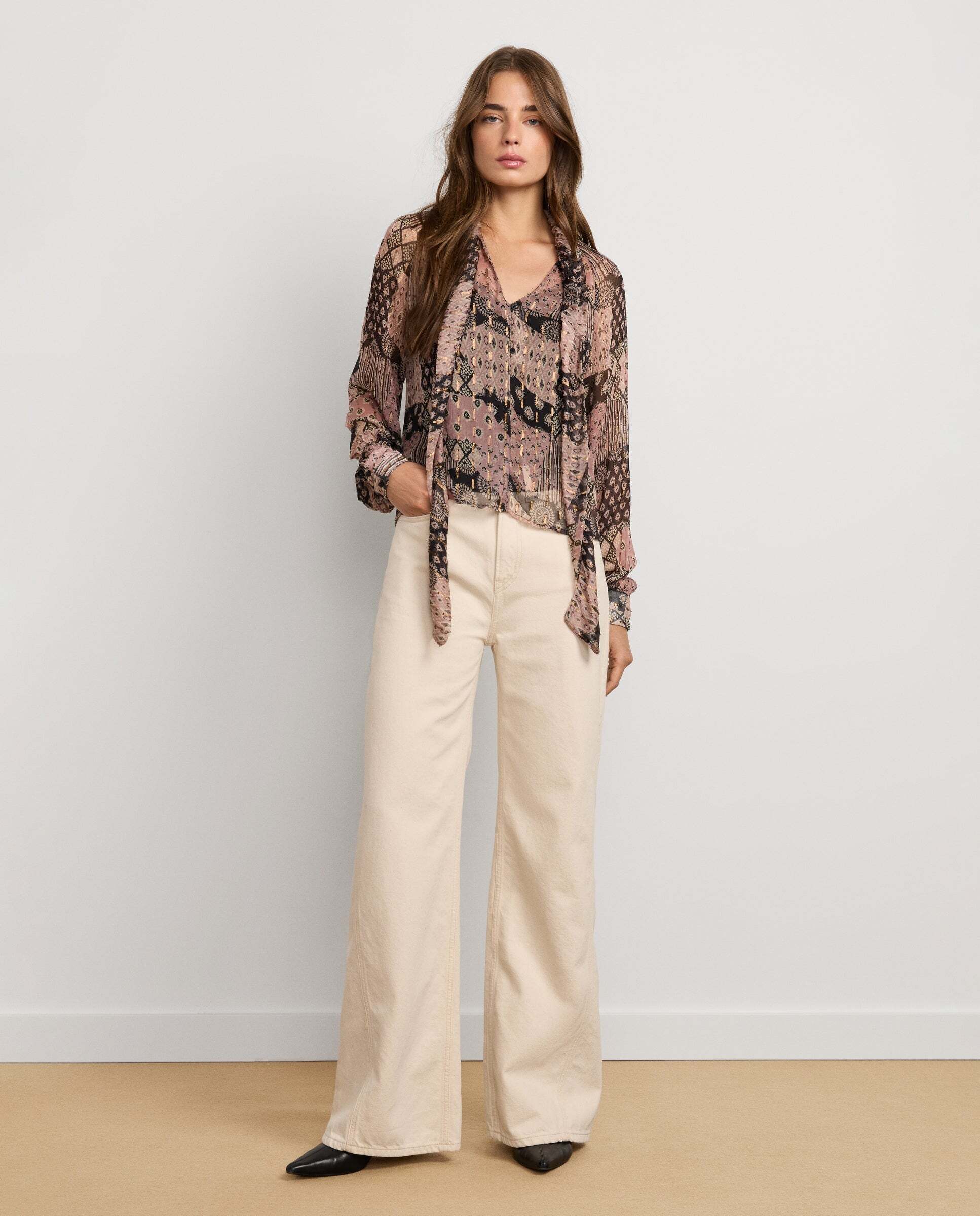 Blusa de mujer fluida estampado ornamental - Pepe Jeans - Rosa claro Rosa claro-3