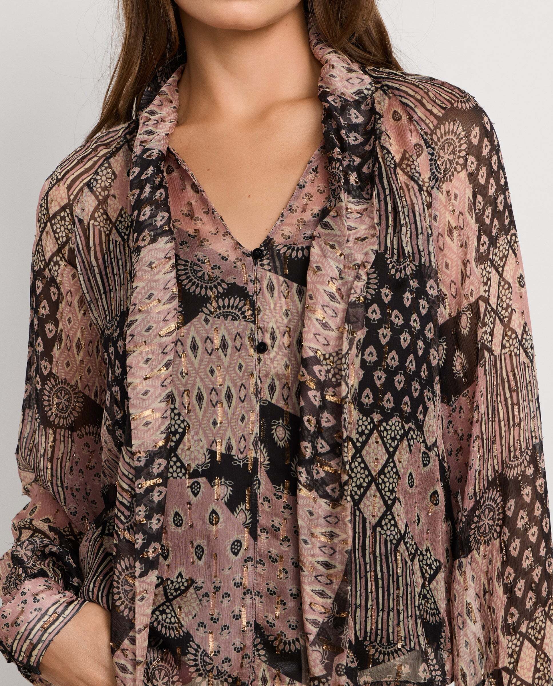 Blusa de mujer fluida estampado ornamental - Pepe Jeans - Rosa claro Rosa claro-5