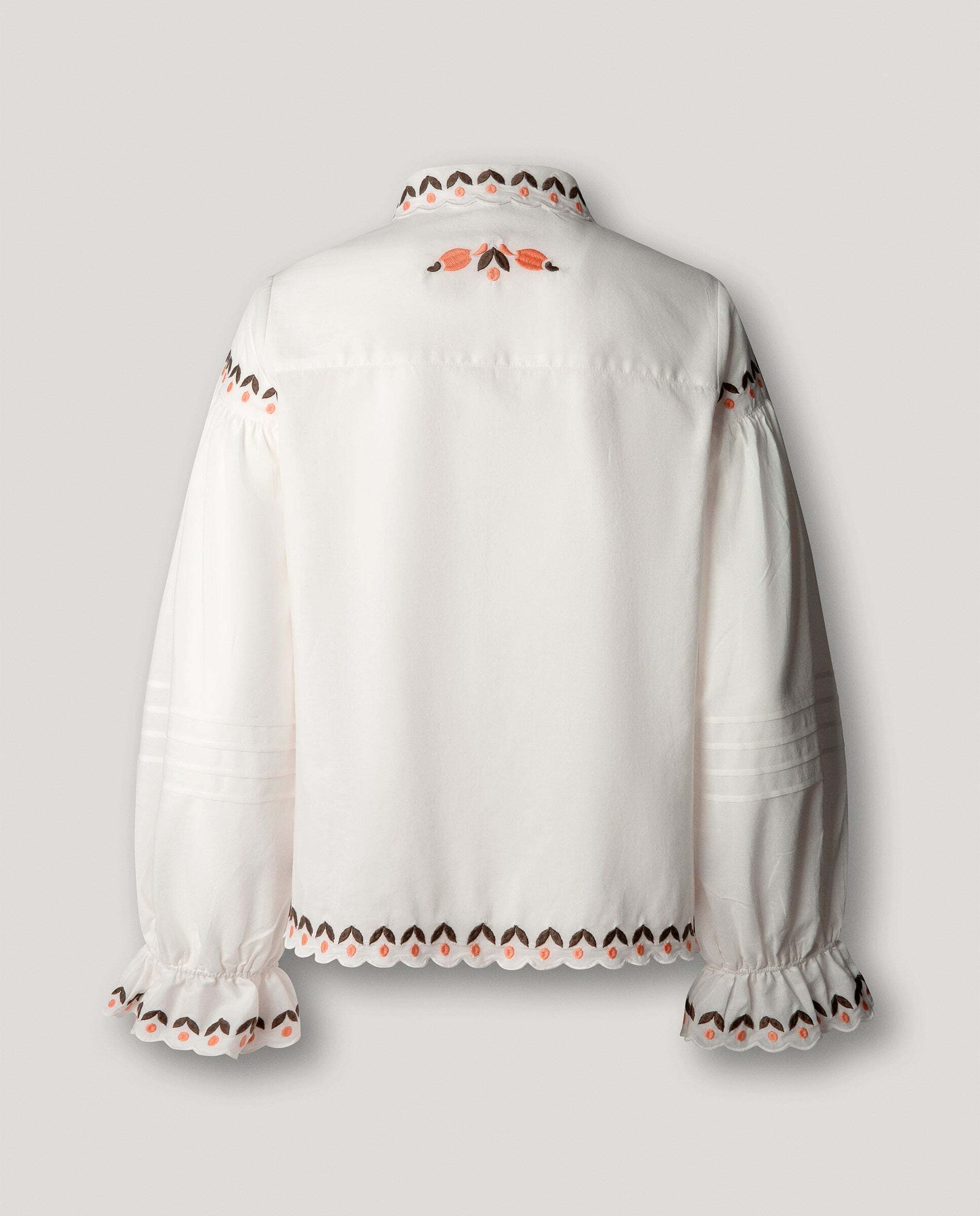 Blusa de mujer plisada con detalles bordados - Pepe Jeans - Blanco Blanco-5