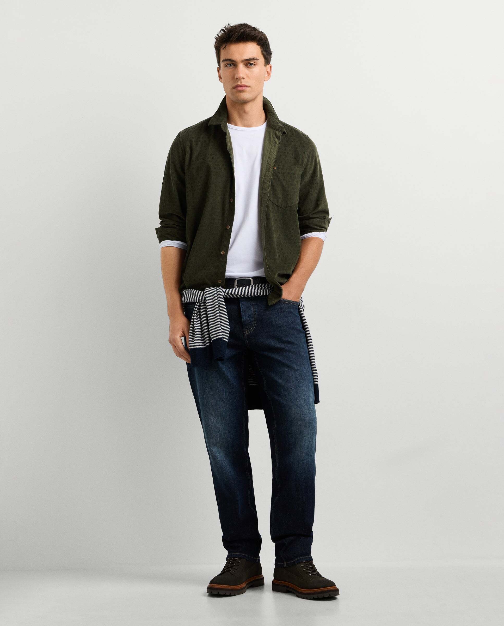 Camisa de hombre pana estampada fit regular - Pepe Jeans - Verde Verde-2