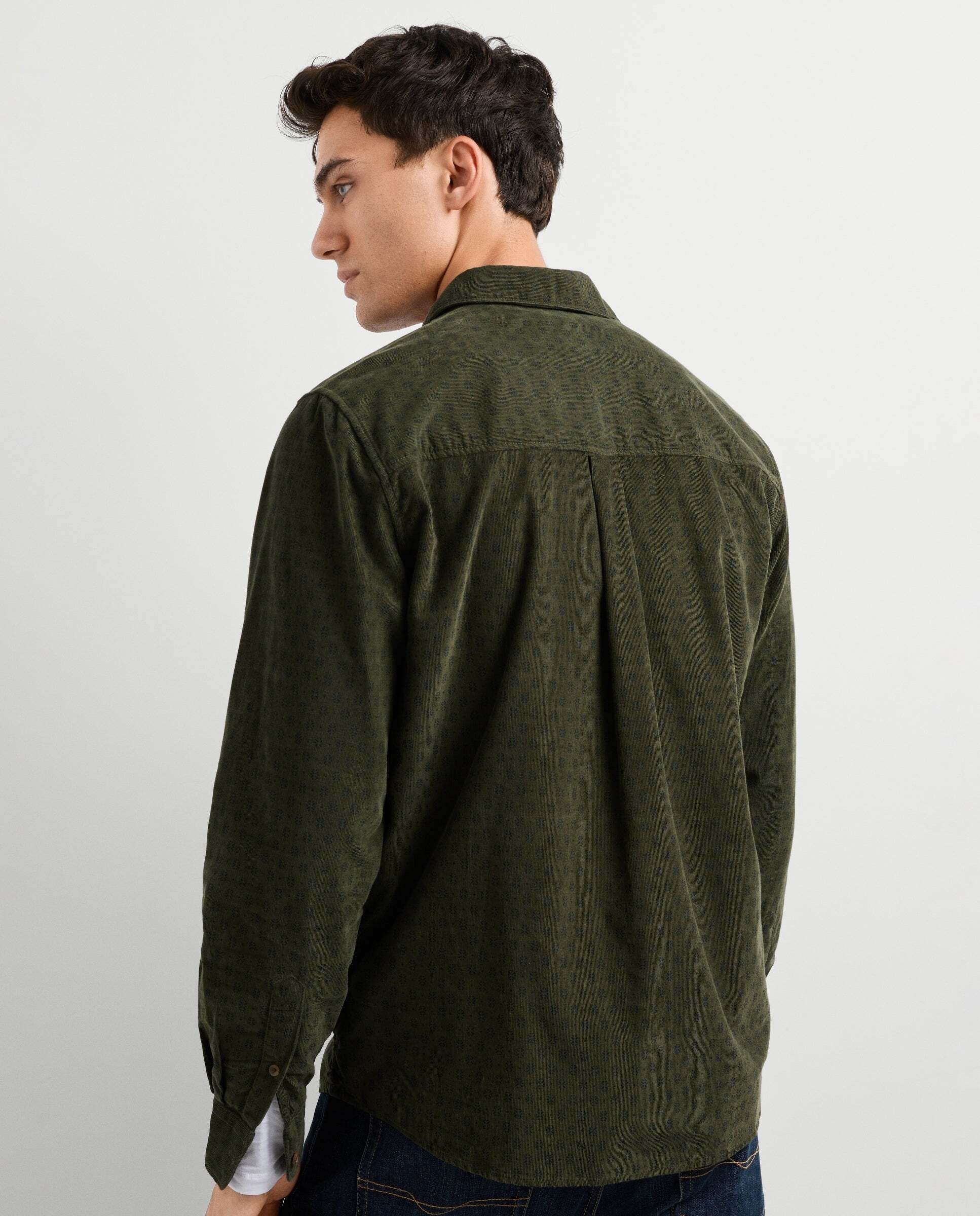 Camisa de hombre pana estampada fit regular - Pepe Jeans - Verde Verde-3