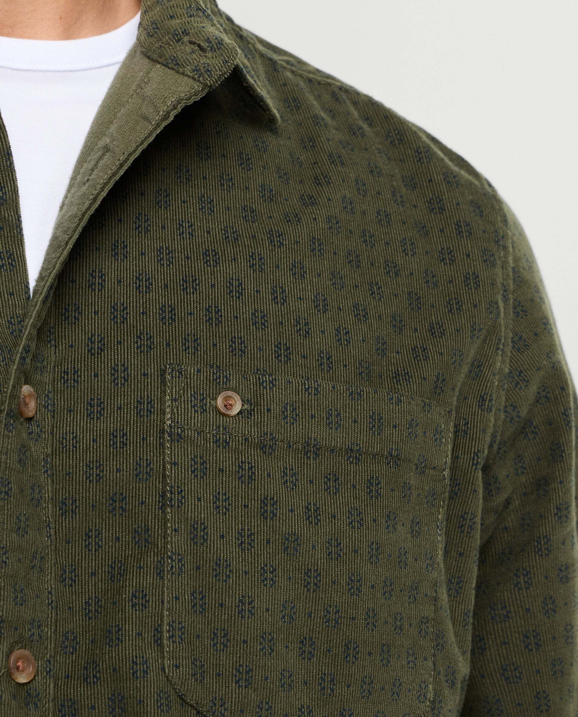 Camisa de hombre pana estampada fit regular - Pepe Jeans - Verde Verde-5