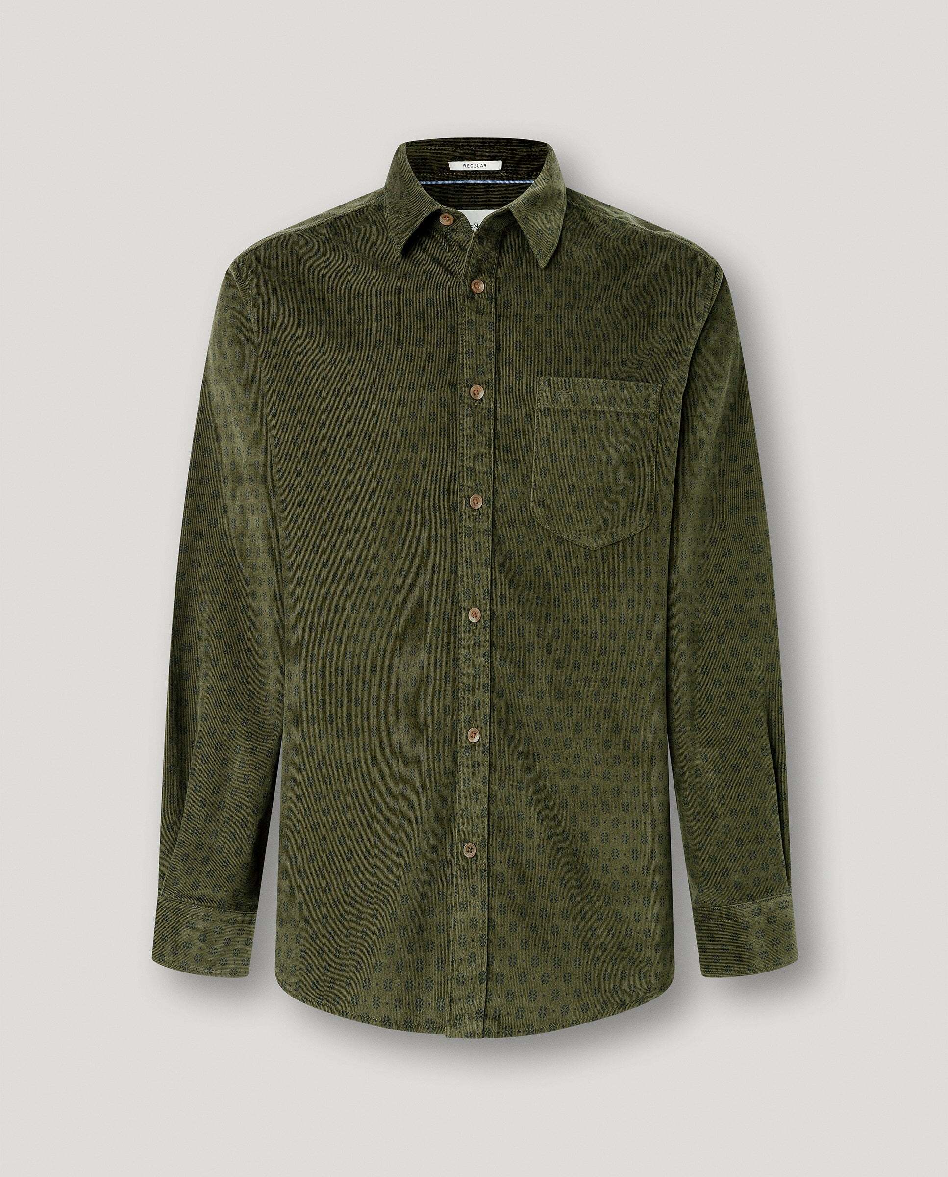 Camisa de hombre pana estampada fit regular - Pepe Jeans - Verde Verde-6
