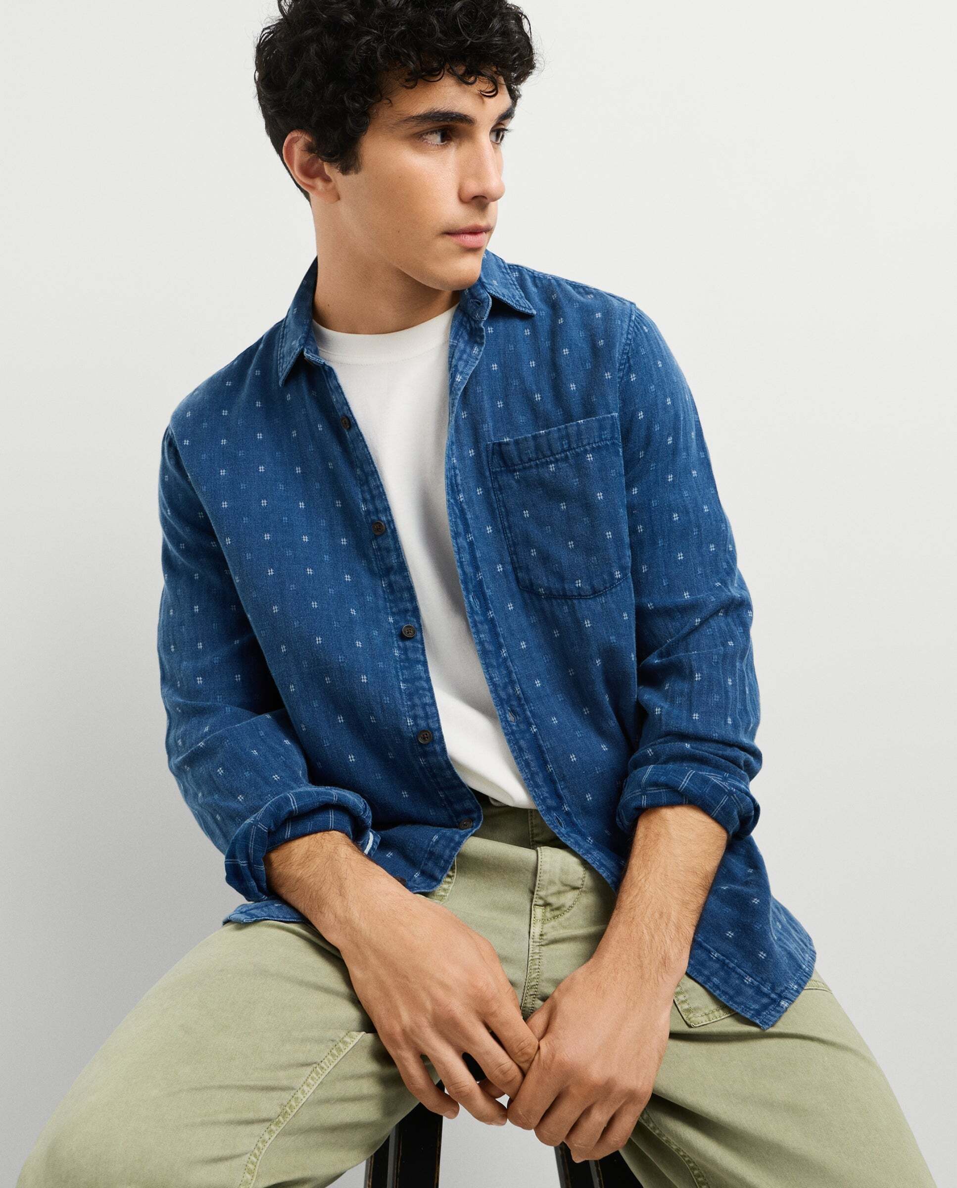 Camisa de hombre estampado geométrico fit regular - Pepe Jeans - Índigo Índigo-1