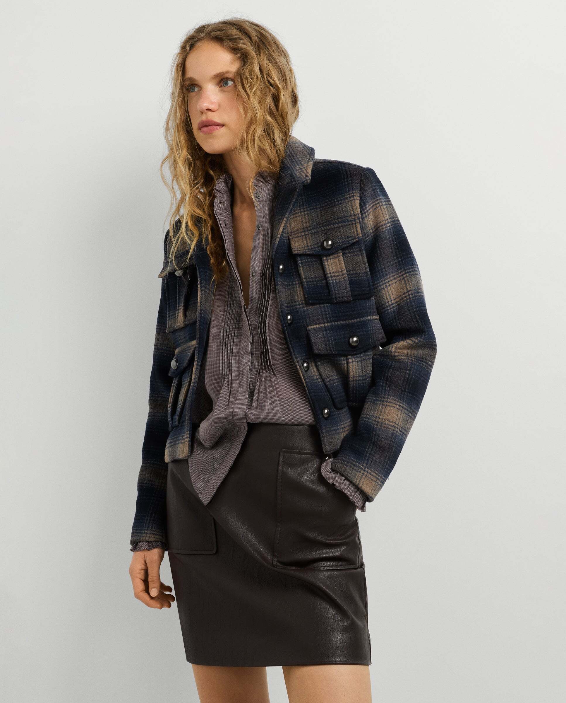 Falda de mujer corta efecto piel - Pepe Jeans - Marrón Marrón-1