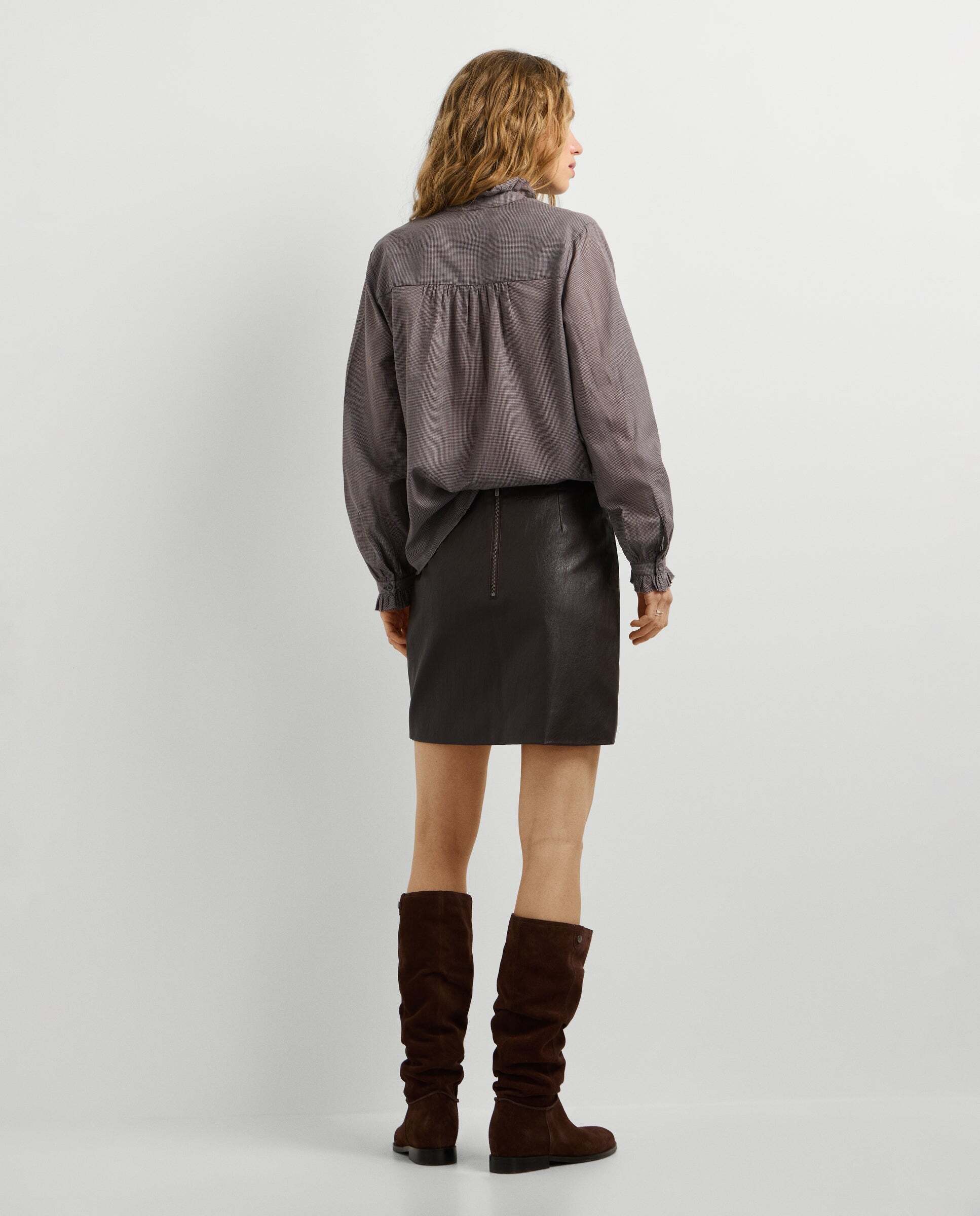 Falda de mujer corta efecto piel - Pepe Jeans - Marrón Marrón-3