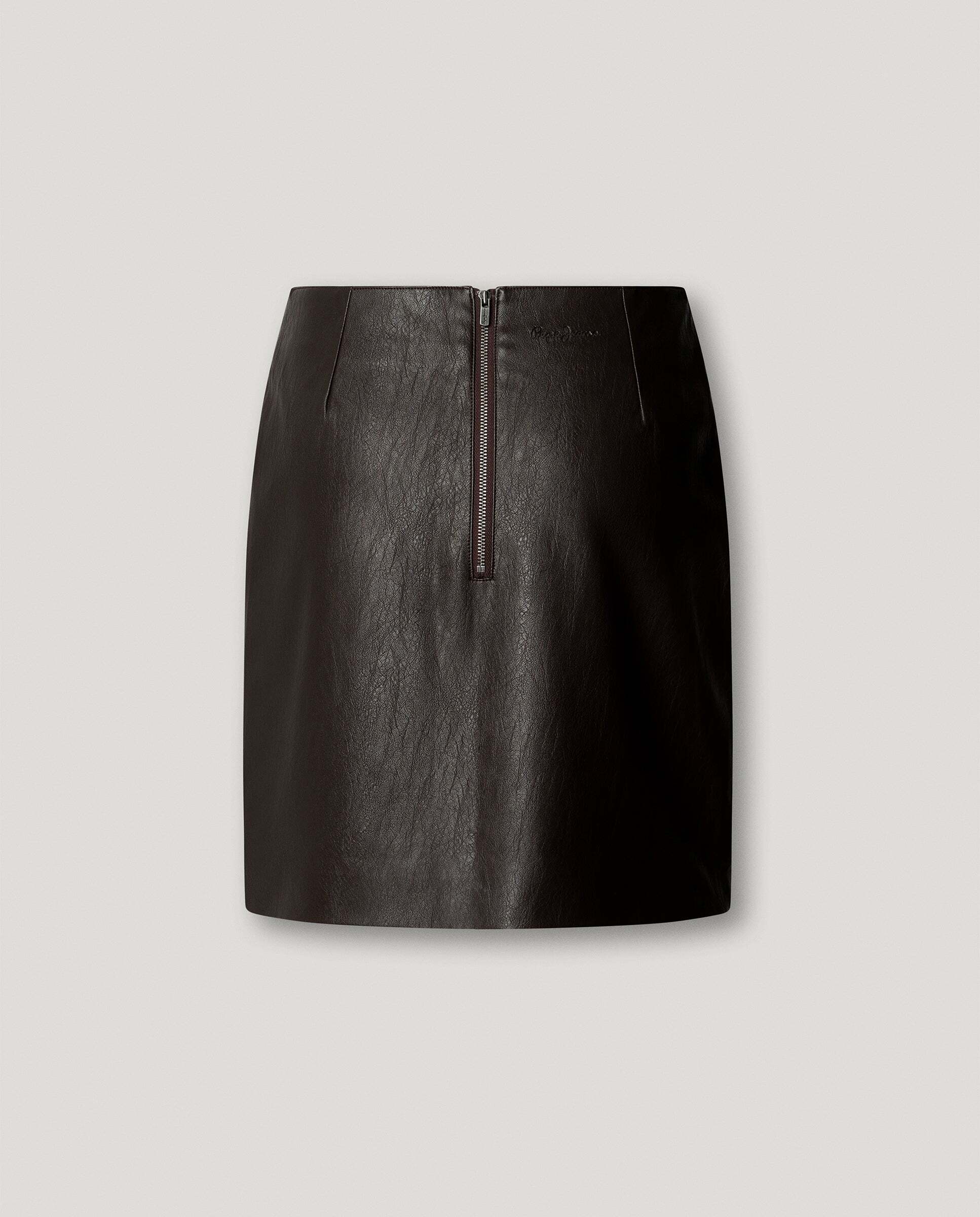 Falda de mujer corta efecto piel - Pepe Jeans - Marrón Marrón-5