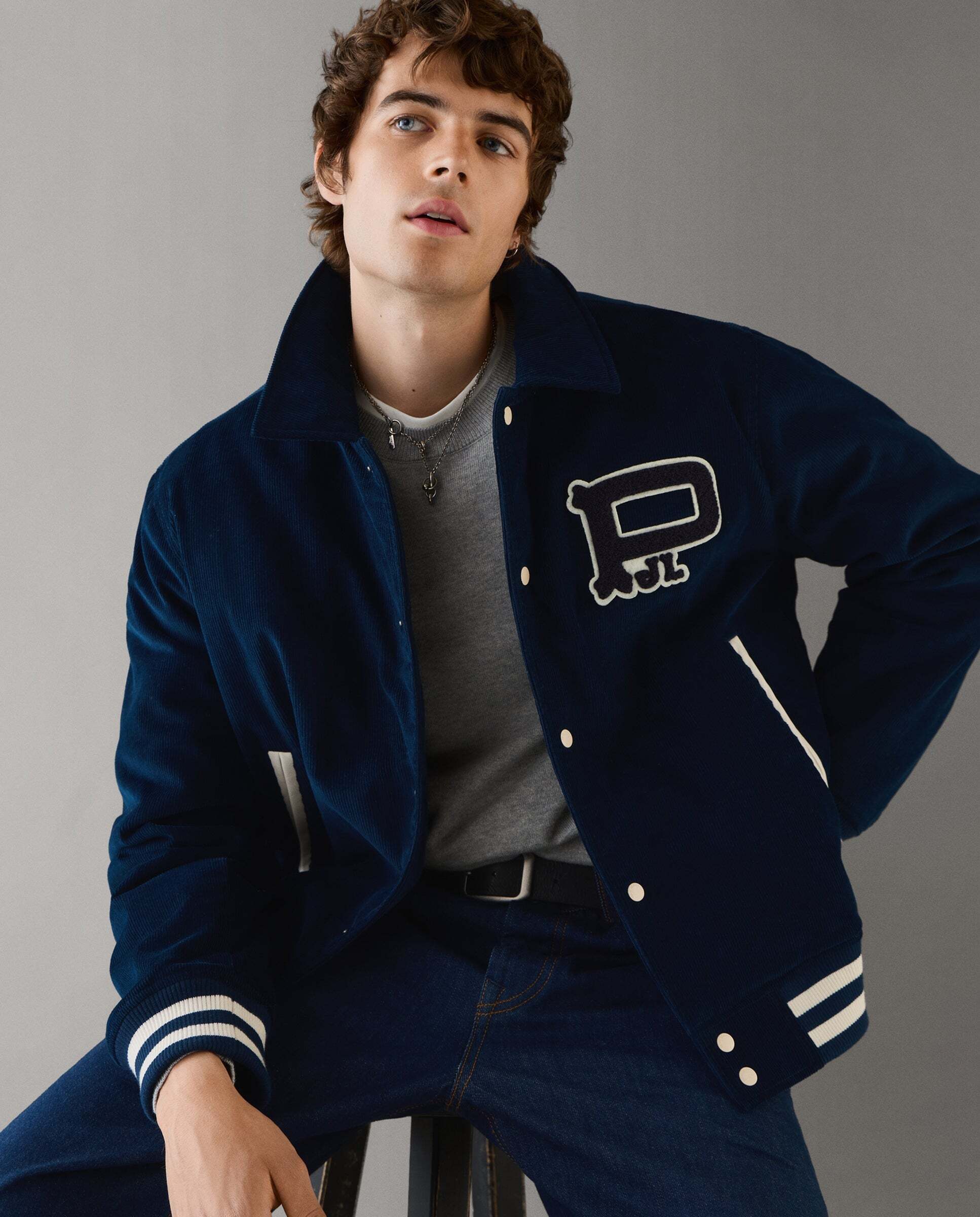 Chaqueta de hombre varsity de pana fit regular - Pepe Jeans - Azul Azul-1