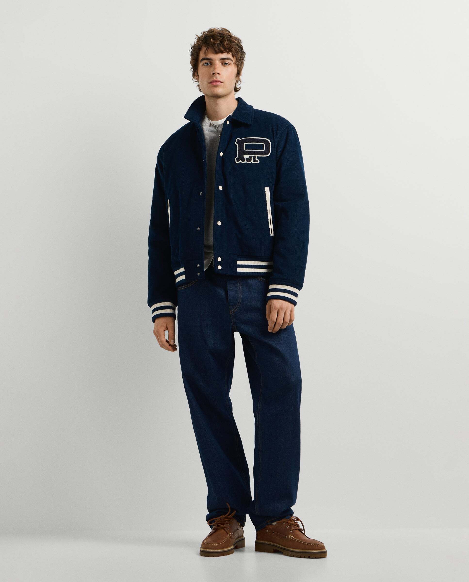 Chaqueta de hombre varsity de pana fit regular - Pepe Jeans - Azul Azul-2