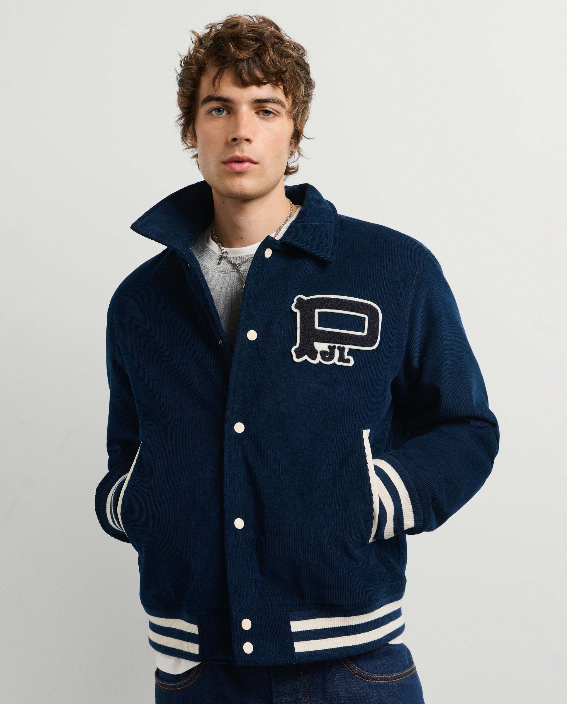 Chaqueta de hombre varsity de pana fit regular - Pepe Jeans - Azul Azul-5