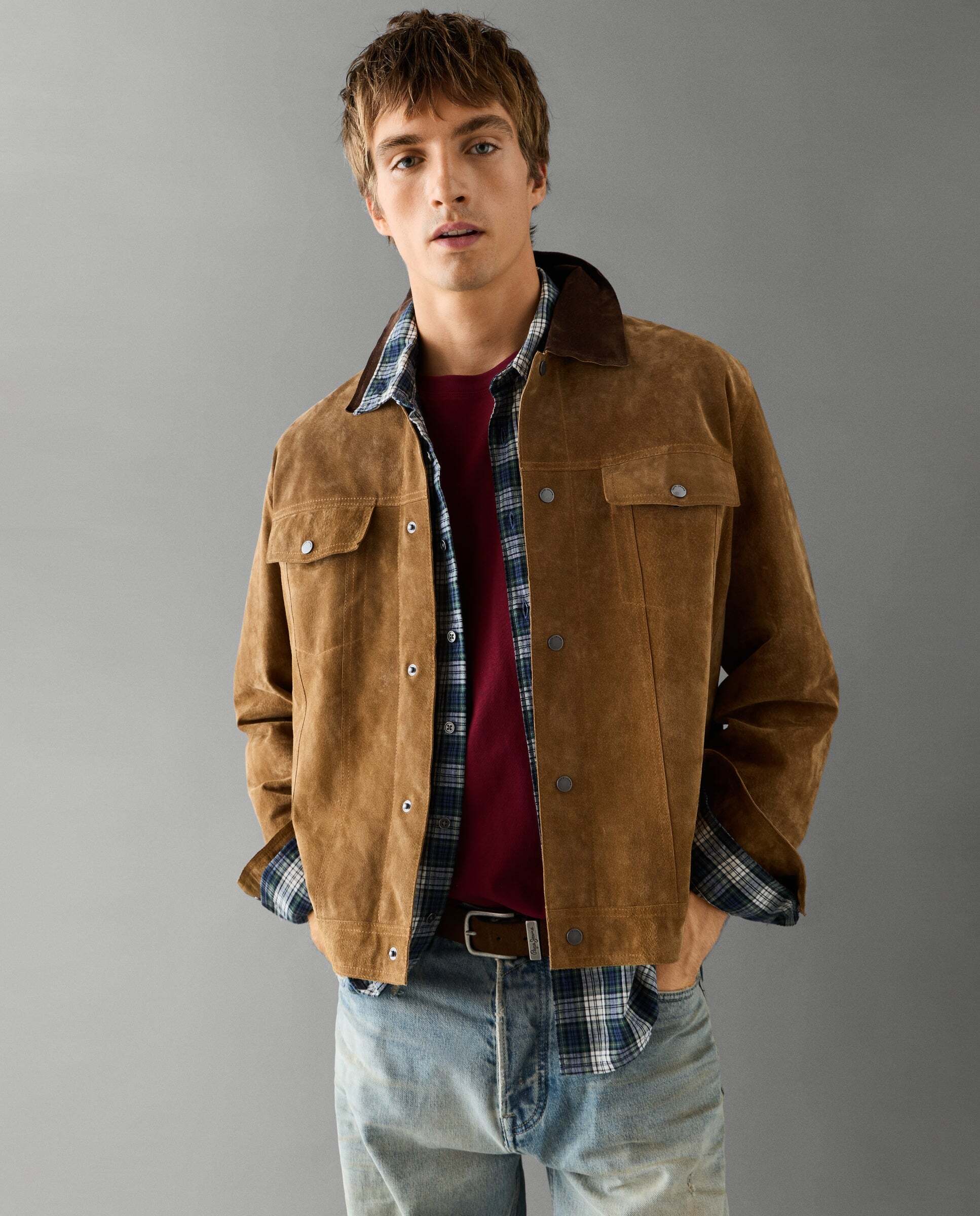 Cazadora de hombre 100% piel fit regular - Pepe Jeans - Marrón Marrón-1