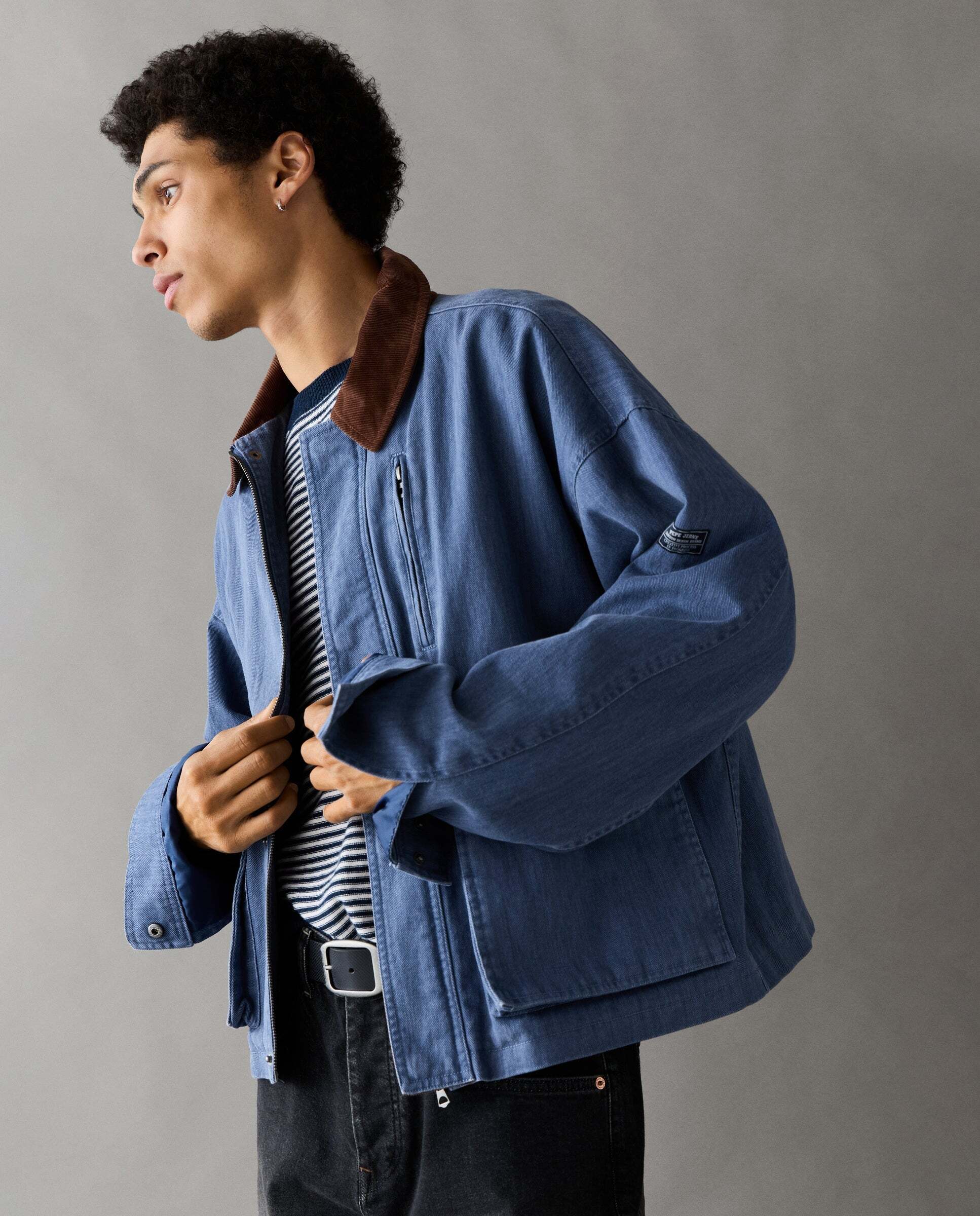 Cazadora de hombre sarga fit regular - Pepe Jeans - Azul Azul-1