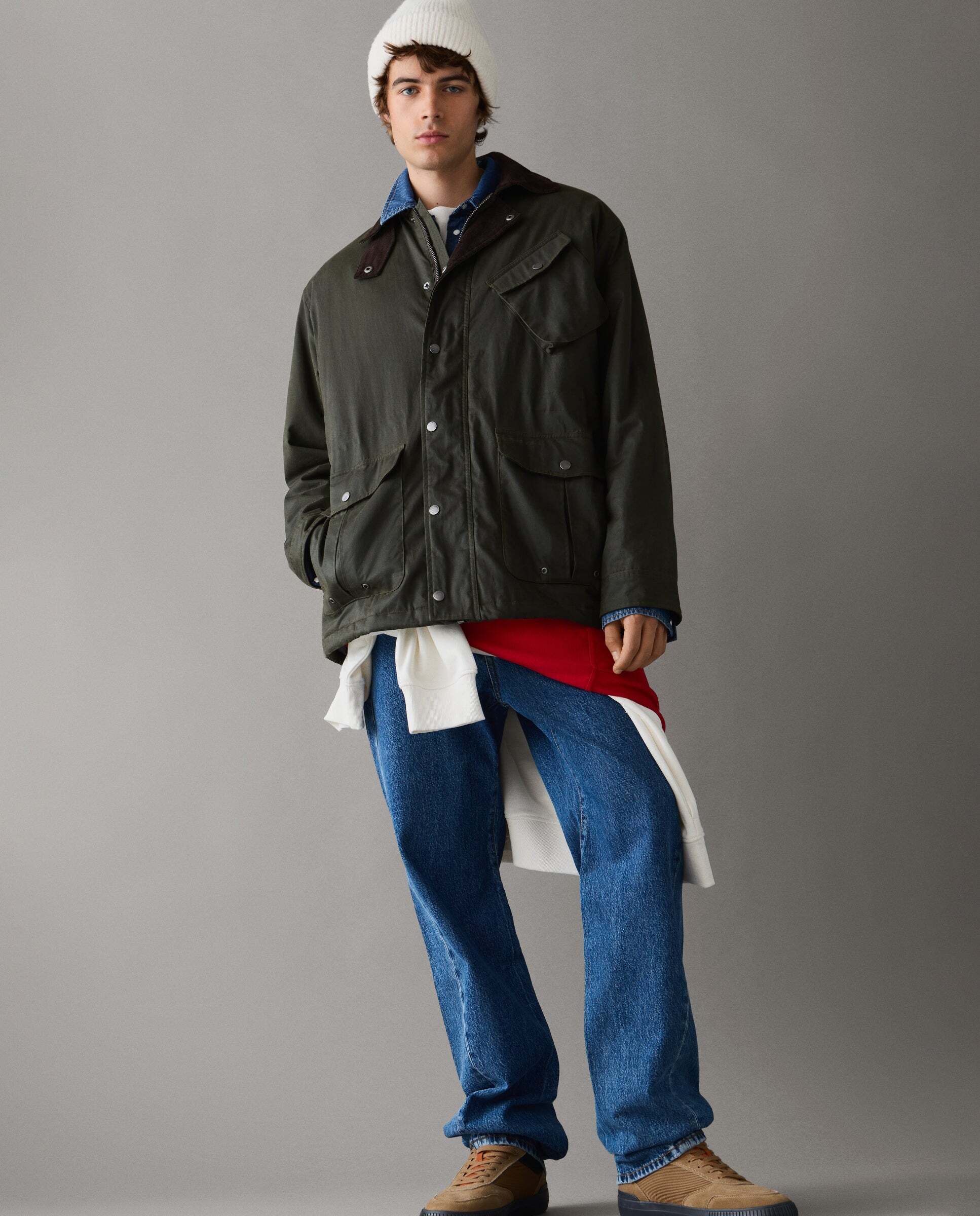 Imagen 2 de Cazadora de hombre con acabado encerado fit regular - Pepe Jeans - Verde militar Verde militar