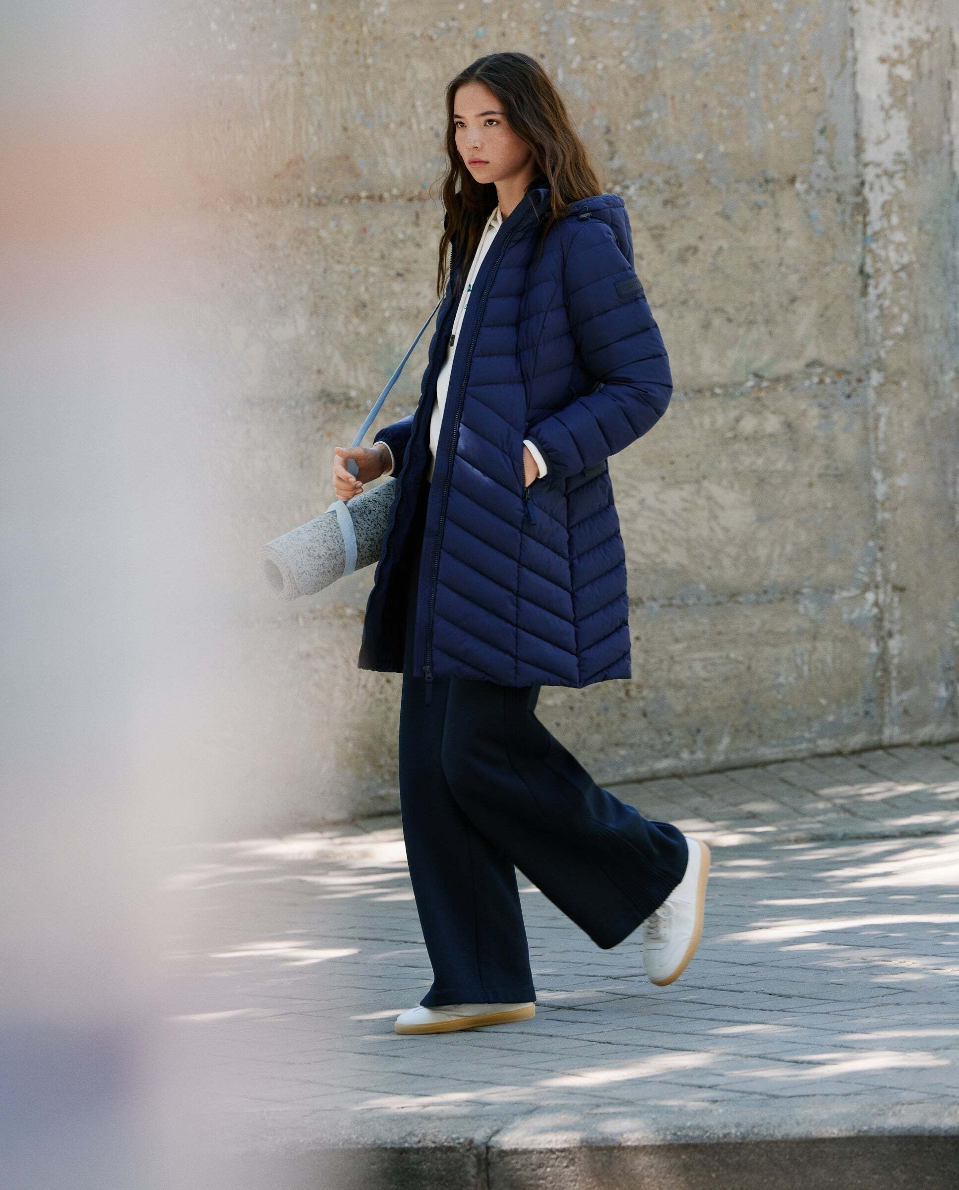 Plumífero de mujer largo con cinturón - Pepe Jeans - Azul Azul-3