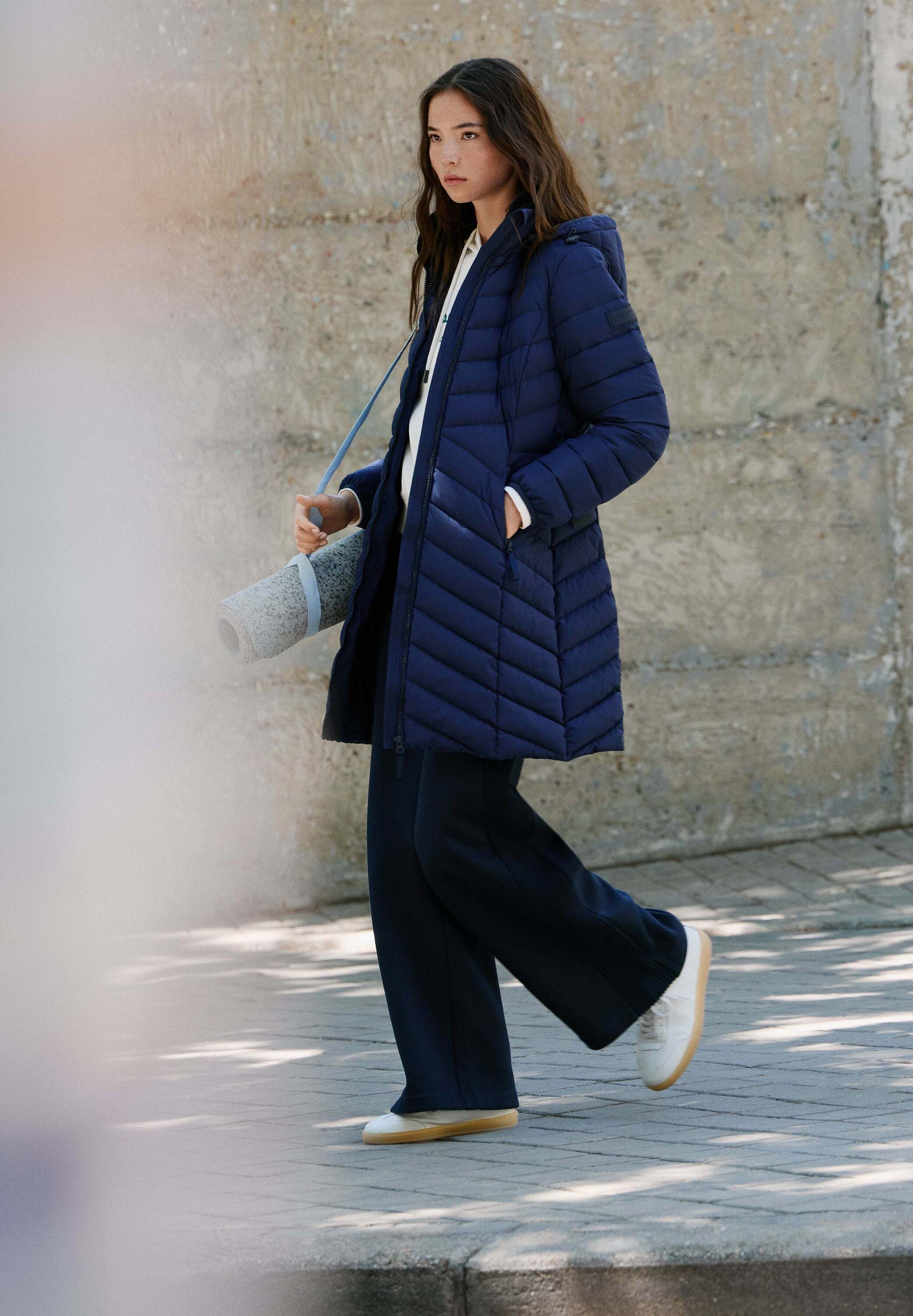 Plumífero de mujer largo con cinturón - Pepe Jeans - Azul Azul-4
