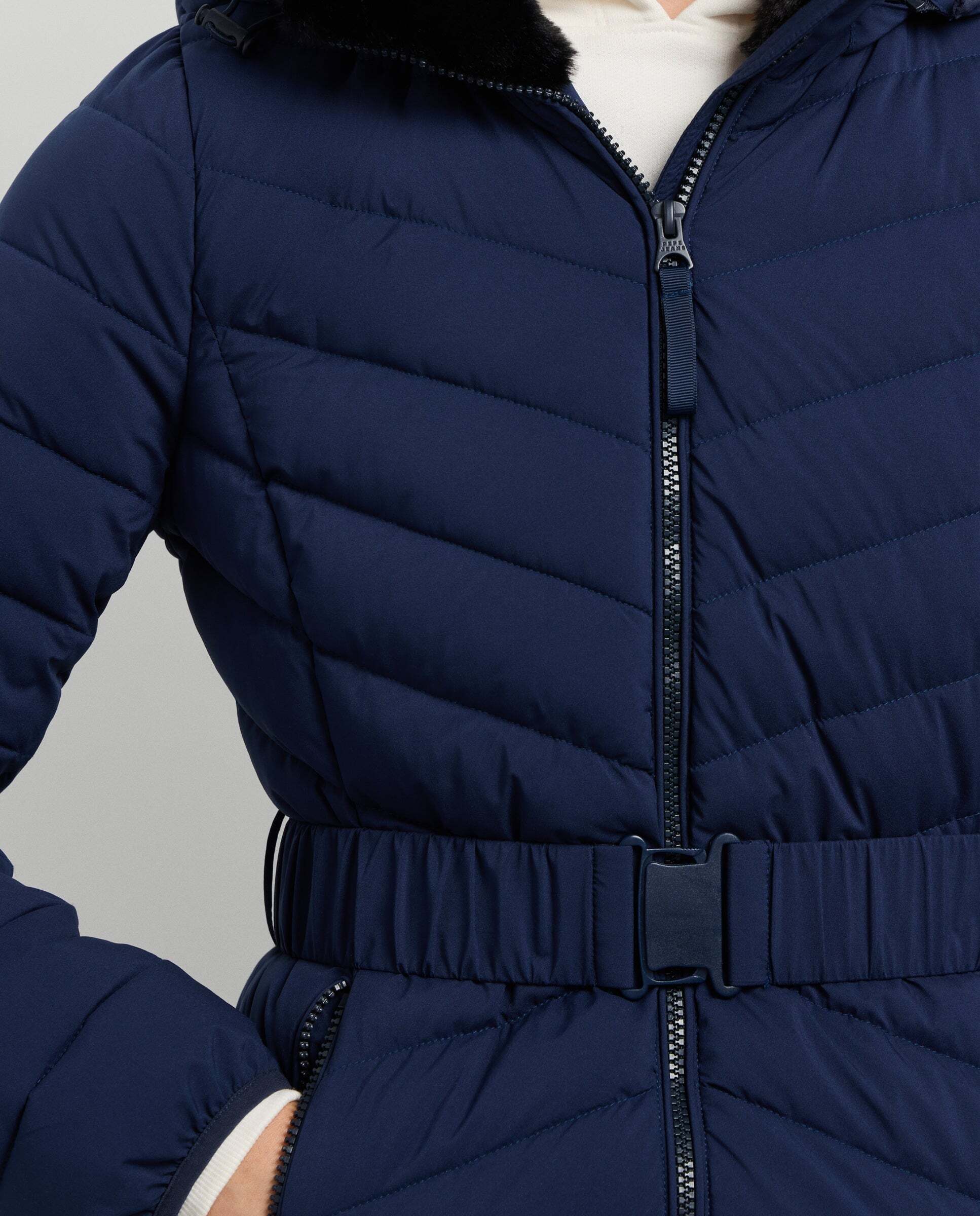 Plumífero de mujer largo con cinturón - Pepe Jeans - Azul Azul-5