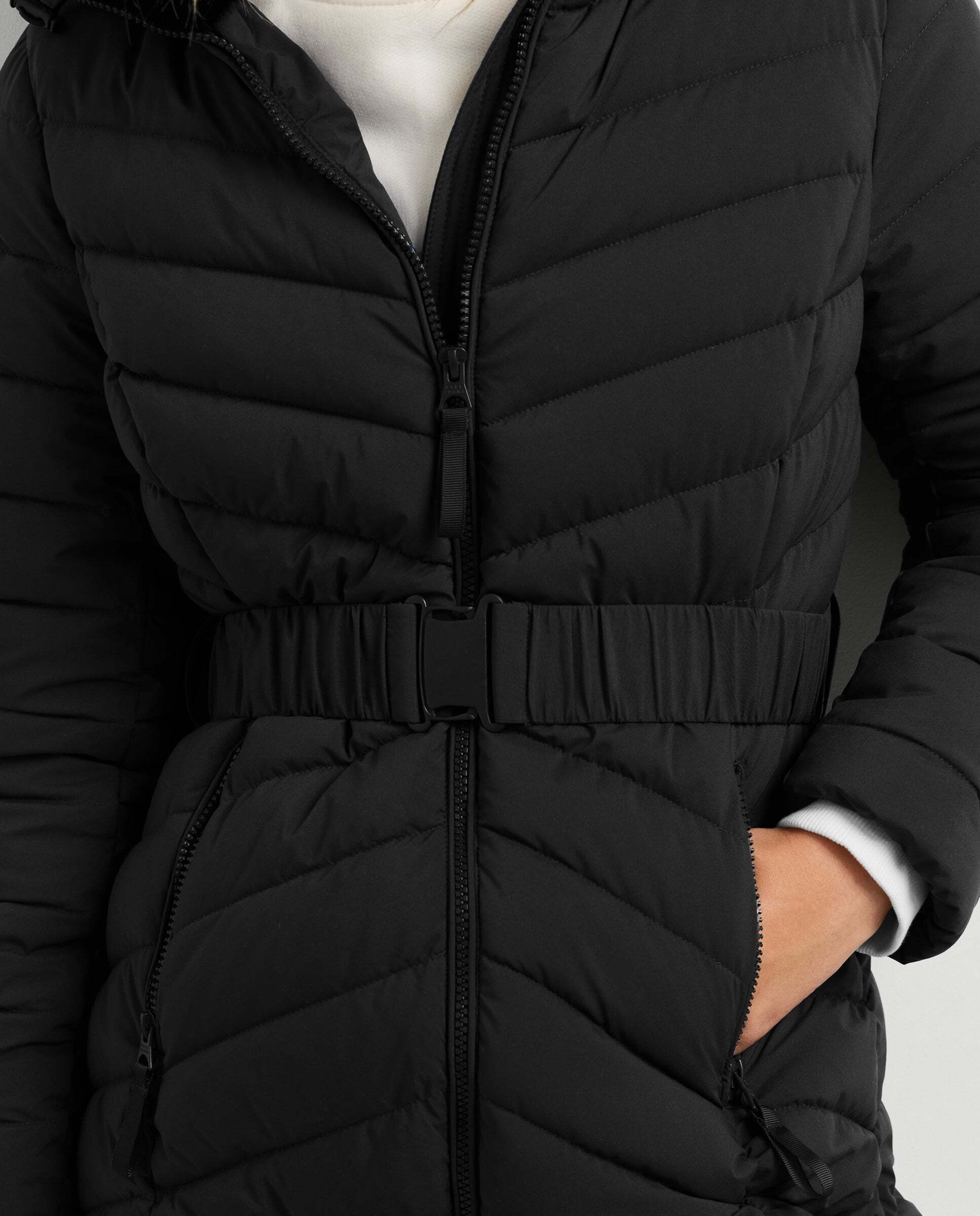 Plumífero de mujer largo con cinturón - Pepe Jeans - Negro Negro-4