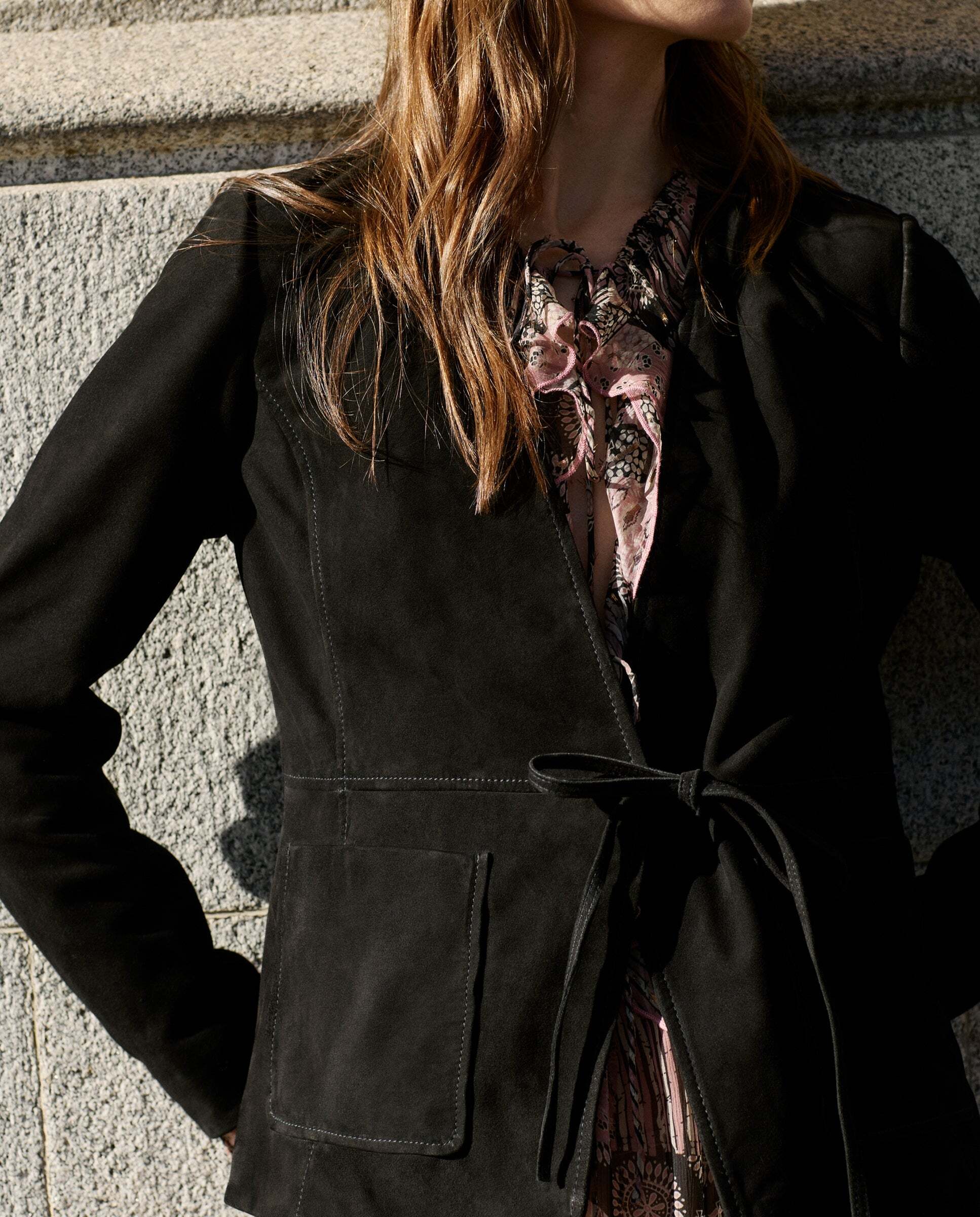 Chaqueta de mujer tipo kimono de ante - Pepe Jeans - Negro Negro-1
