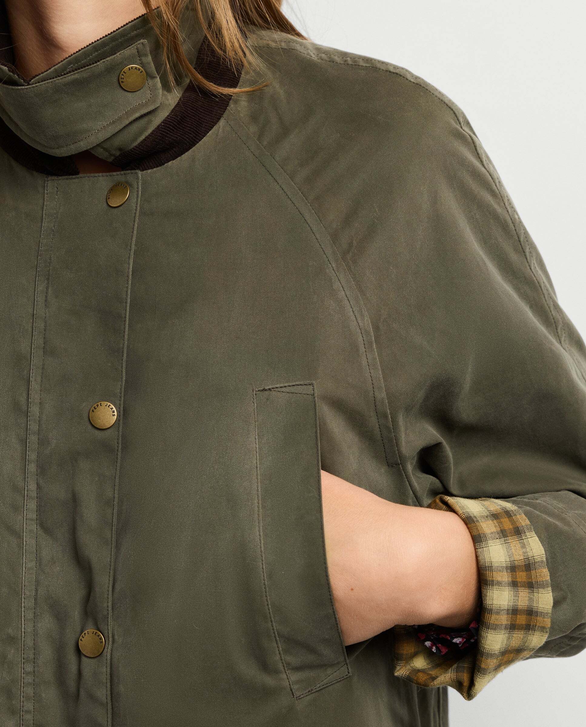 Chaqueta de mujer acabado encerado - Pepe Jeans - Verde Verde-4