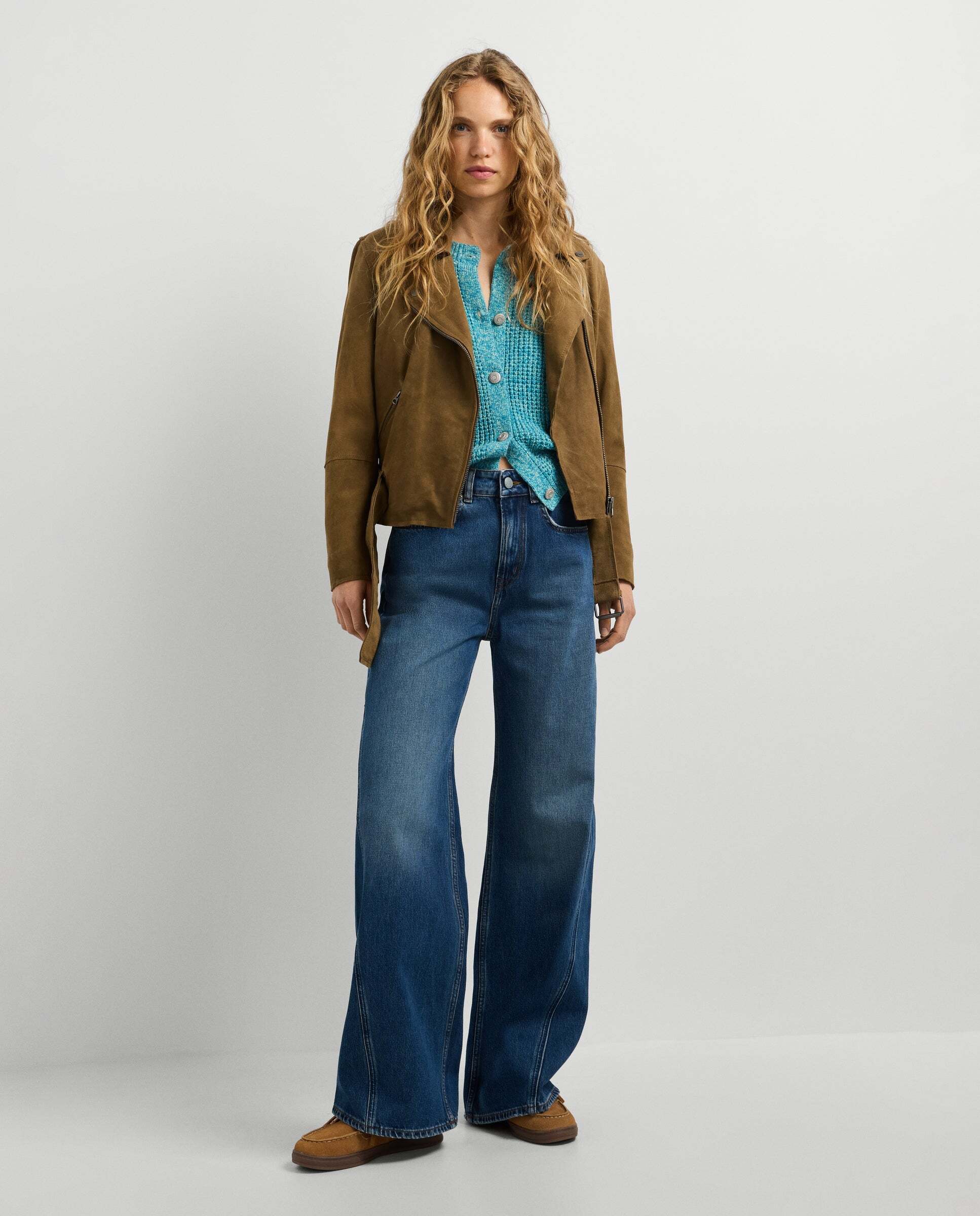 Cazadora de mujer biker de ante - Pepe Jeans - Beige Beige-2
