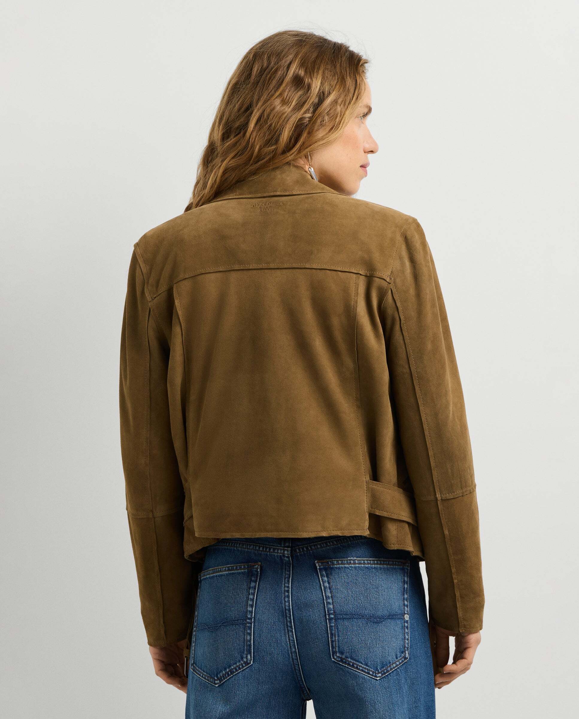 Cazadora de mujer biker de ante - Pepe Jeans - Beige Beige-3