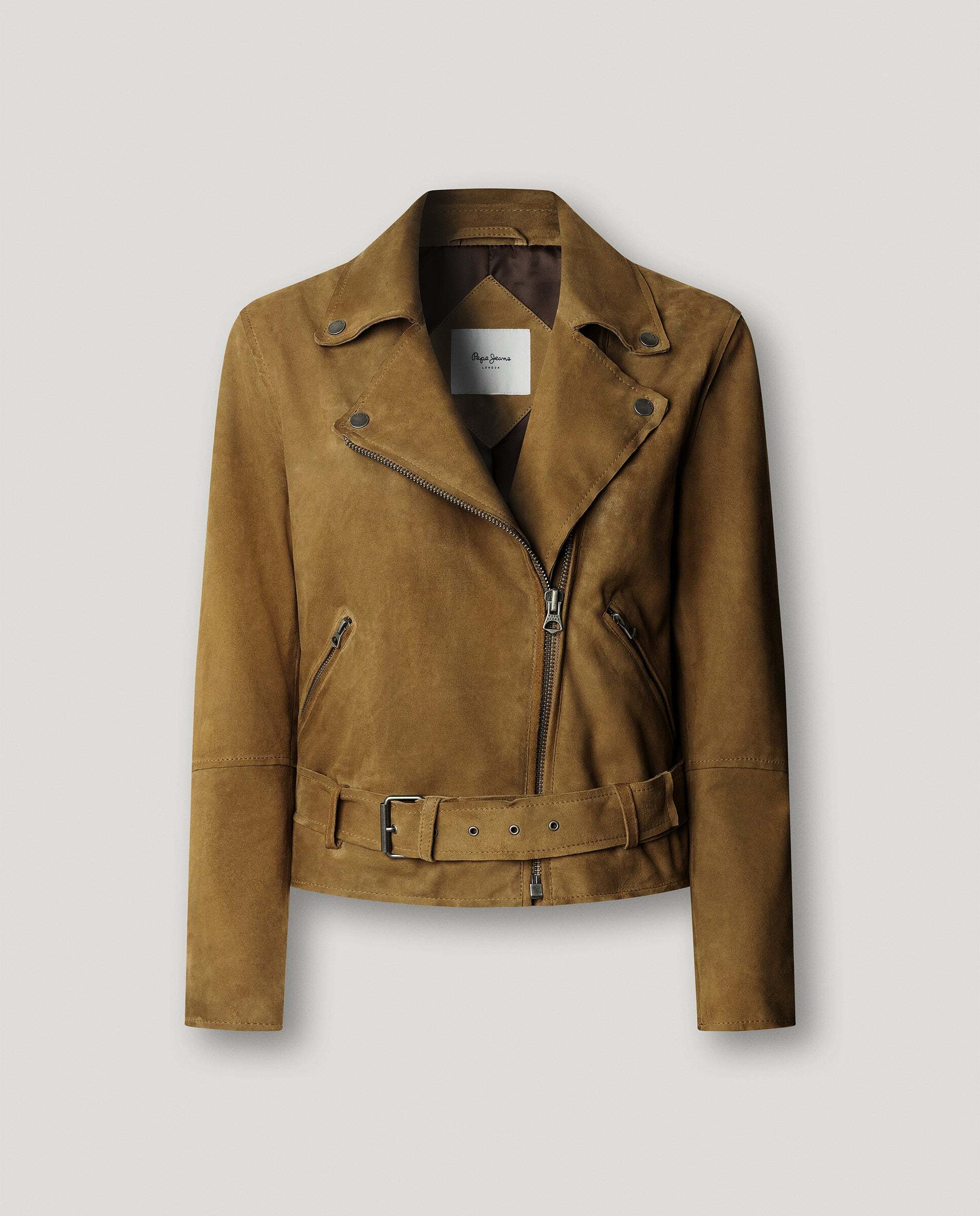 Cazadora de mujer biker de ante - Pepe Jeans - Beige Beige-6