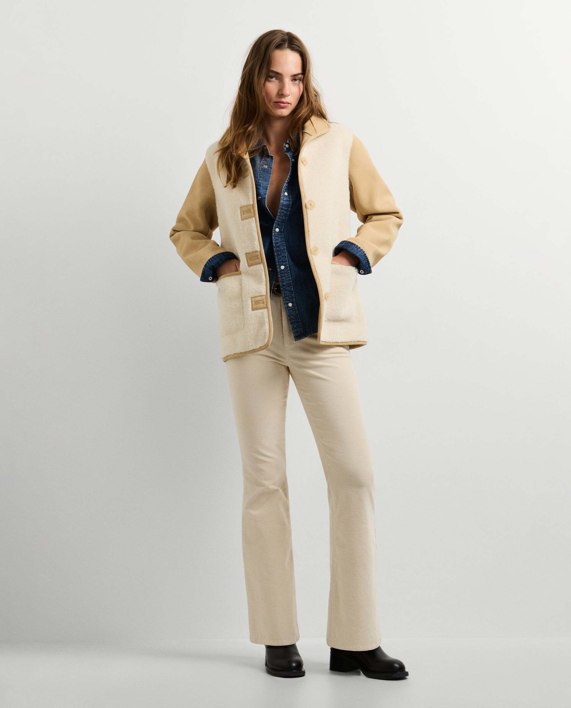 Chaqueta de mujer efecto borreguito - Pepe Jeans - Blanco Blanco-2