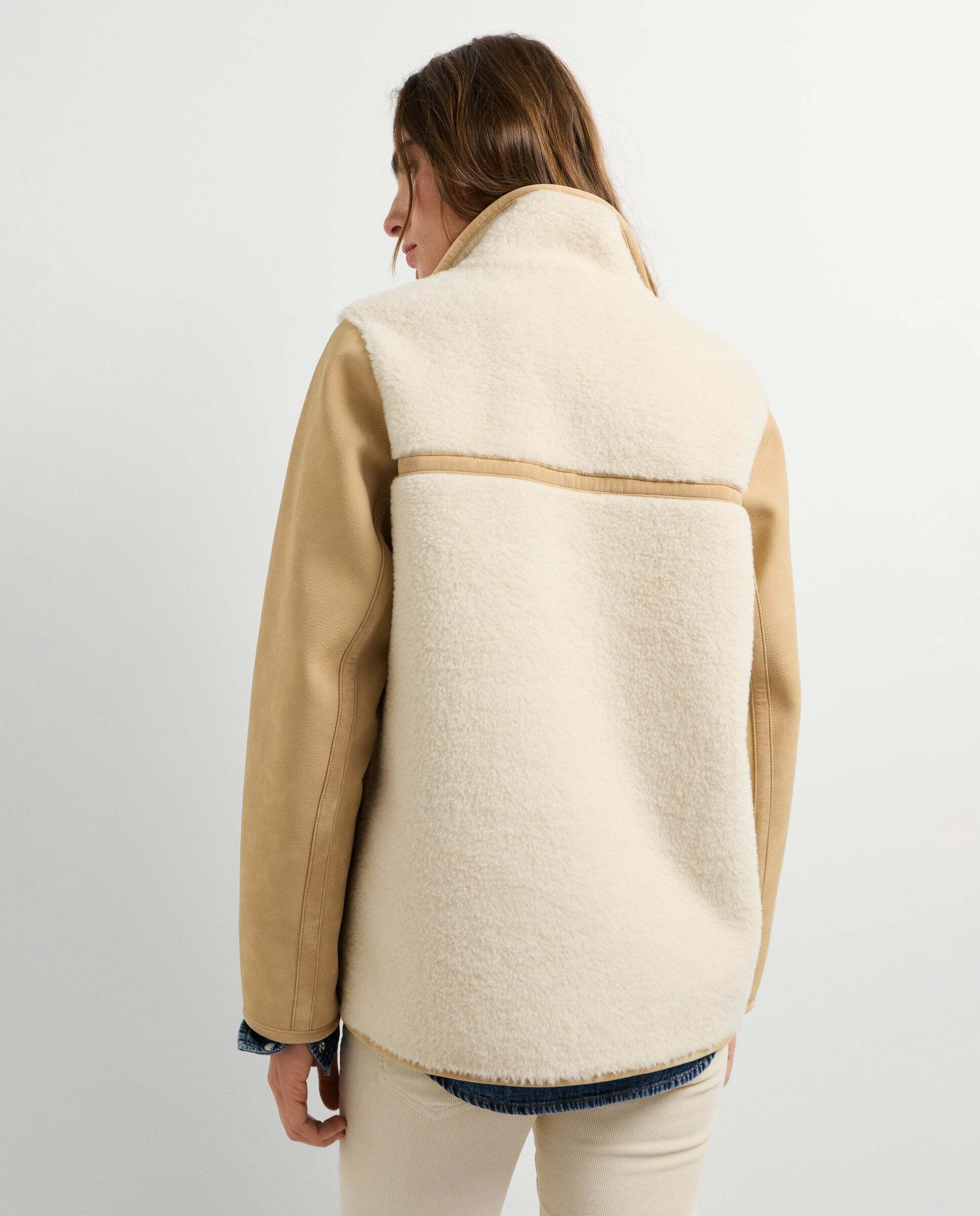 Chaqueta de mujer efecto borreguito - Pepe Jeans - Blanco Blanco-3