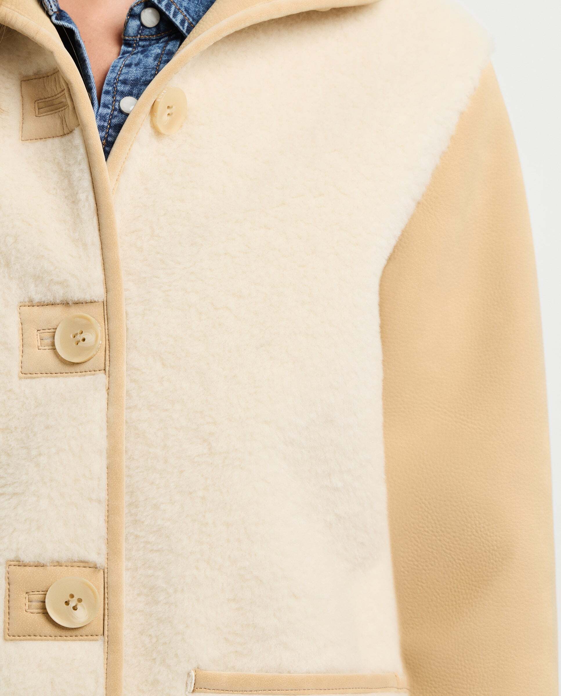 Chaqueta de mujer efecto borreguito - Pepe Jeans - Blanco Blanco-5