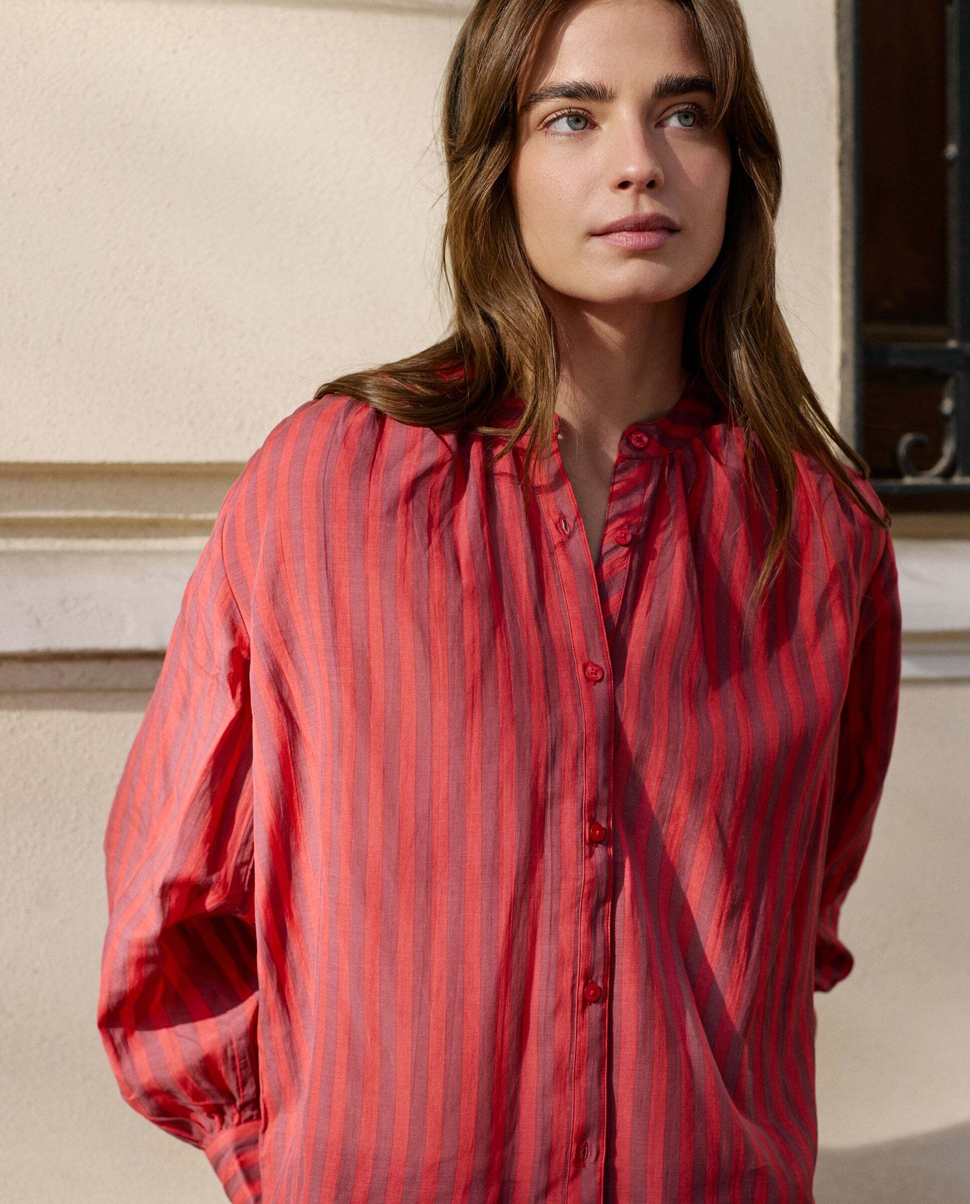 Blusa de mujer fluida de rayas - Pepe Jeans - Rojo Rojo-1