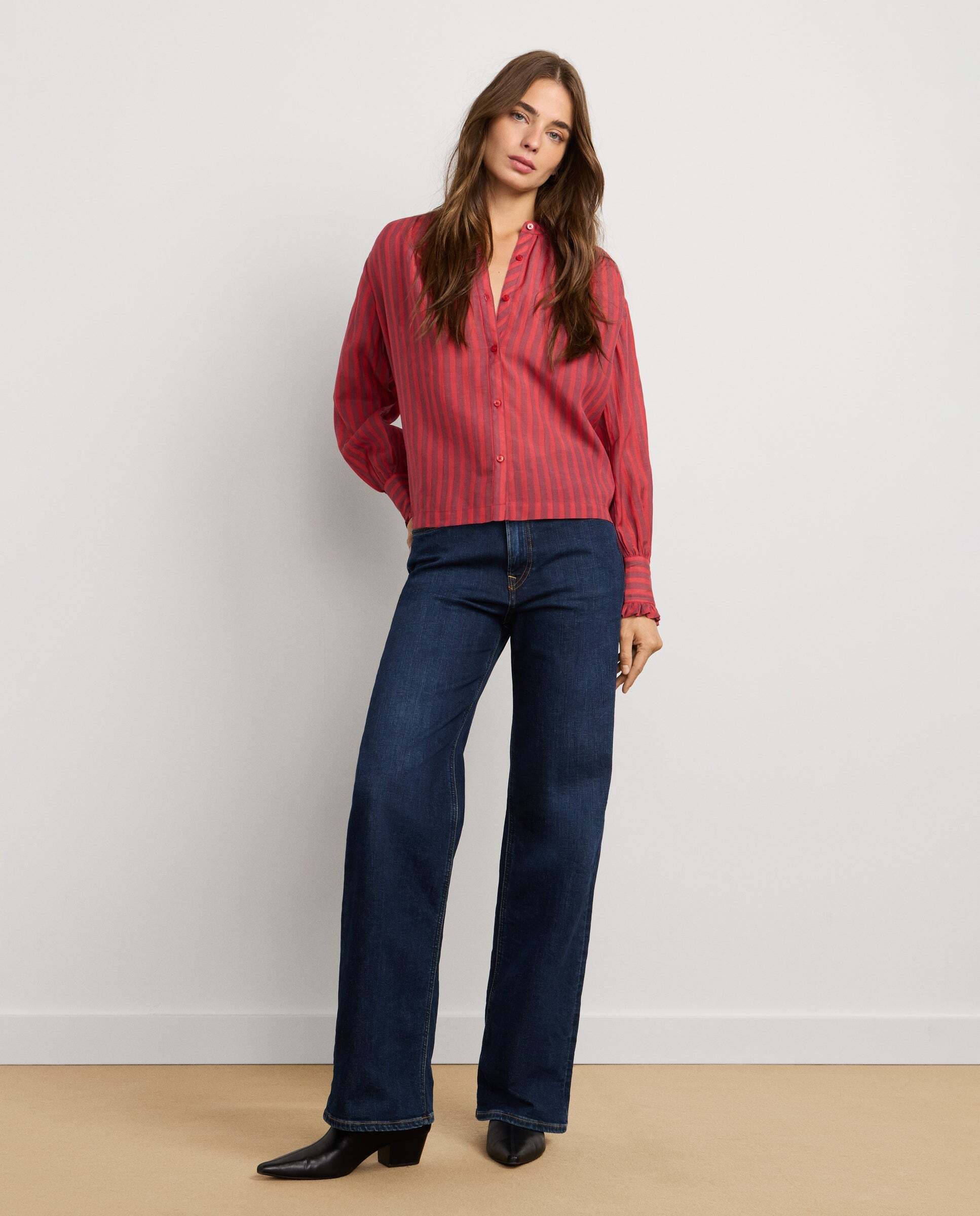 Blusa de mujer fluida de rayas - Pepe Jeans - Rojo Rojo-2