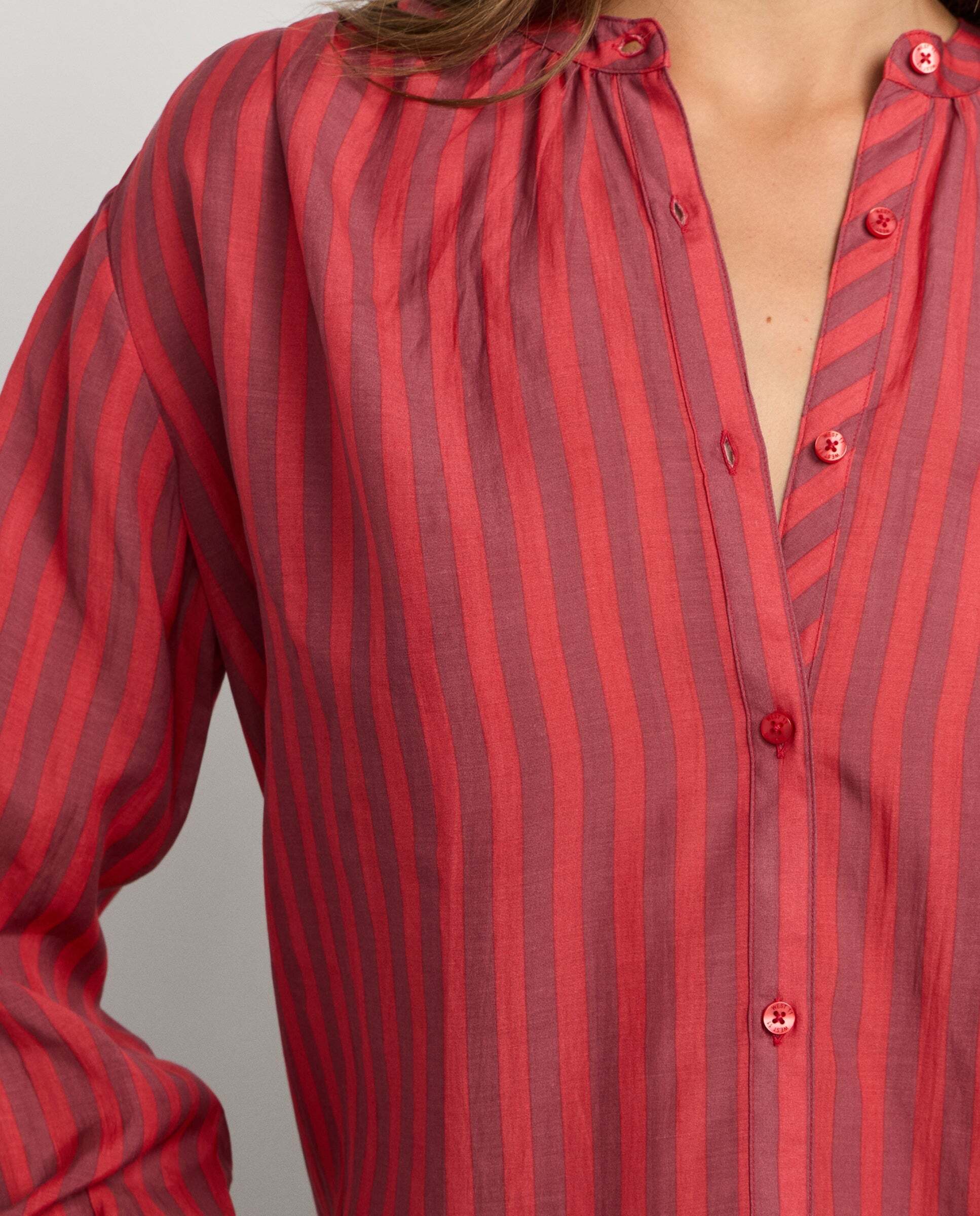 Blusa de mujer fluida de rayas - Pepe Jeans - Rojo Rojo-4