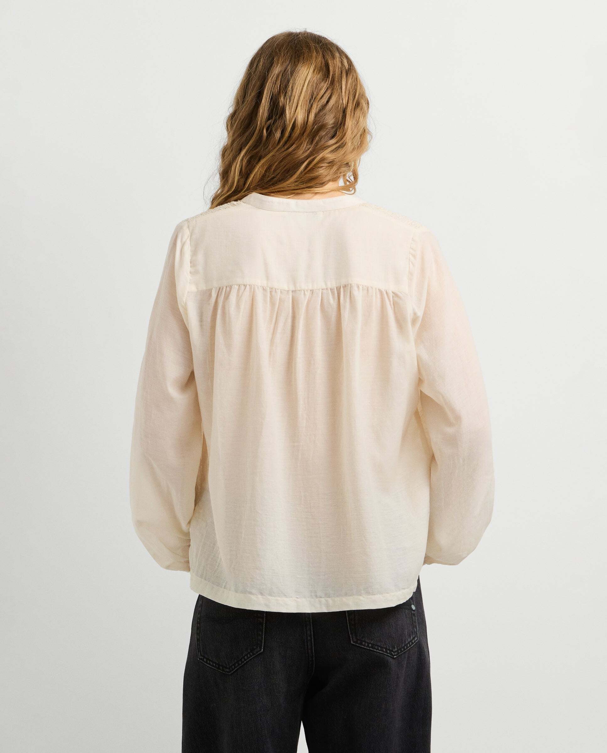 Blusa de mujer fluida cuello mao - Pepe Jeans - Blanco roto Blanco roto-3