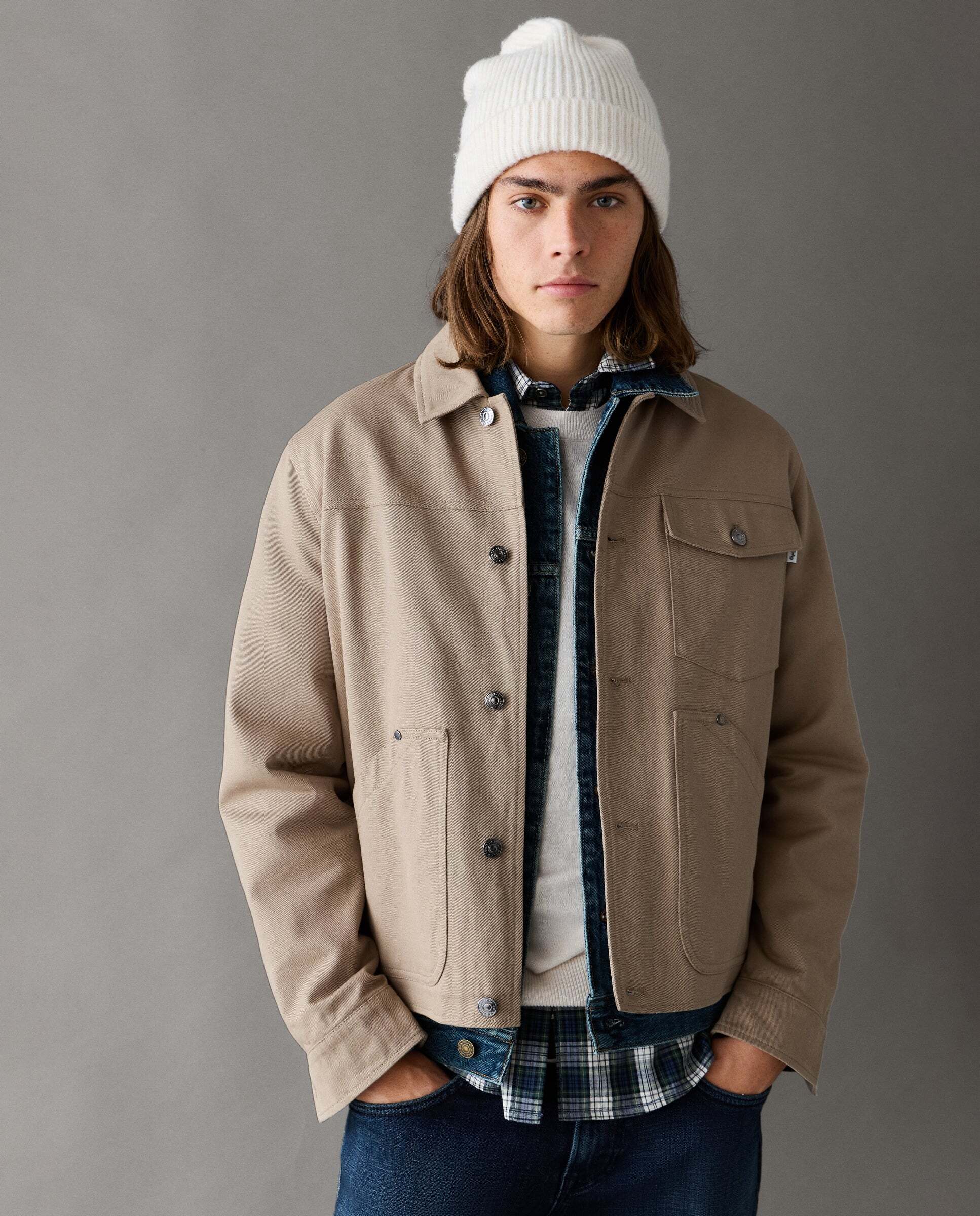 Cazadora de hombre sarga fit regular - Pepe Jeans - Natural Natural-1