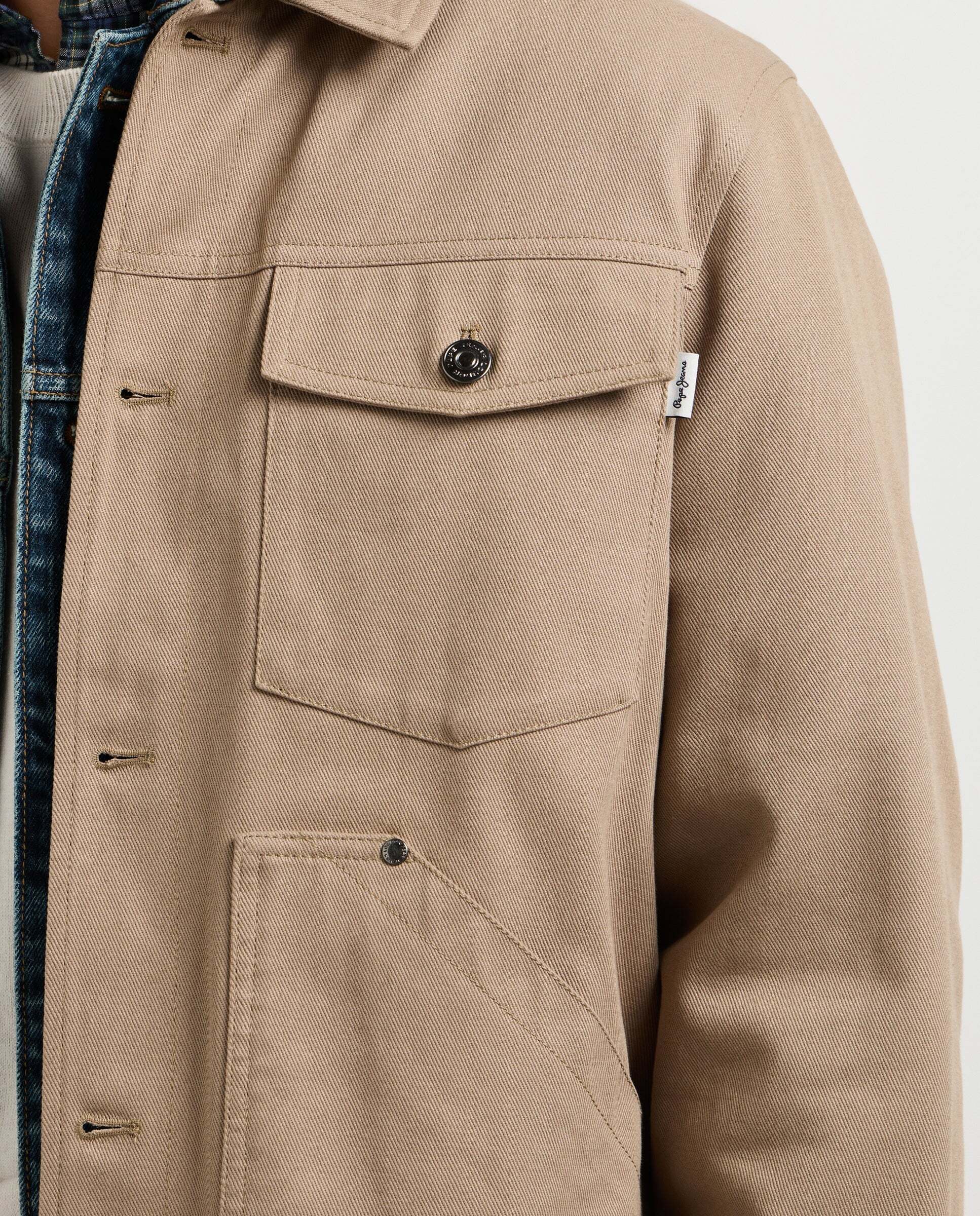 Cazadora de hombre sarga fit regular - Pepe Jeans - Natural Natural-4