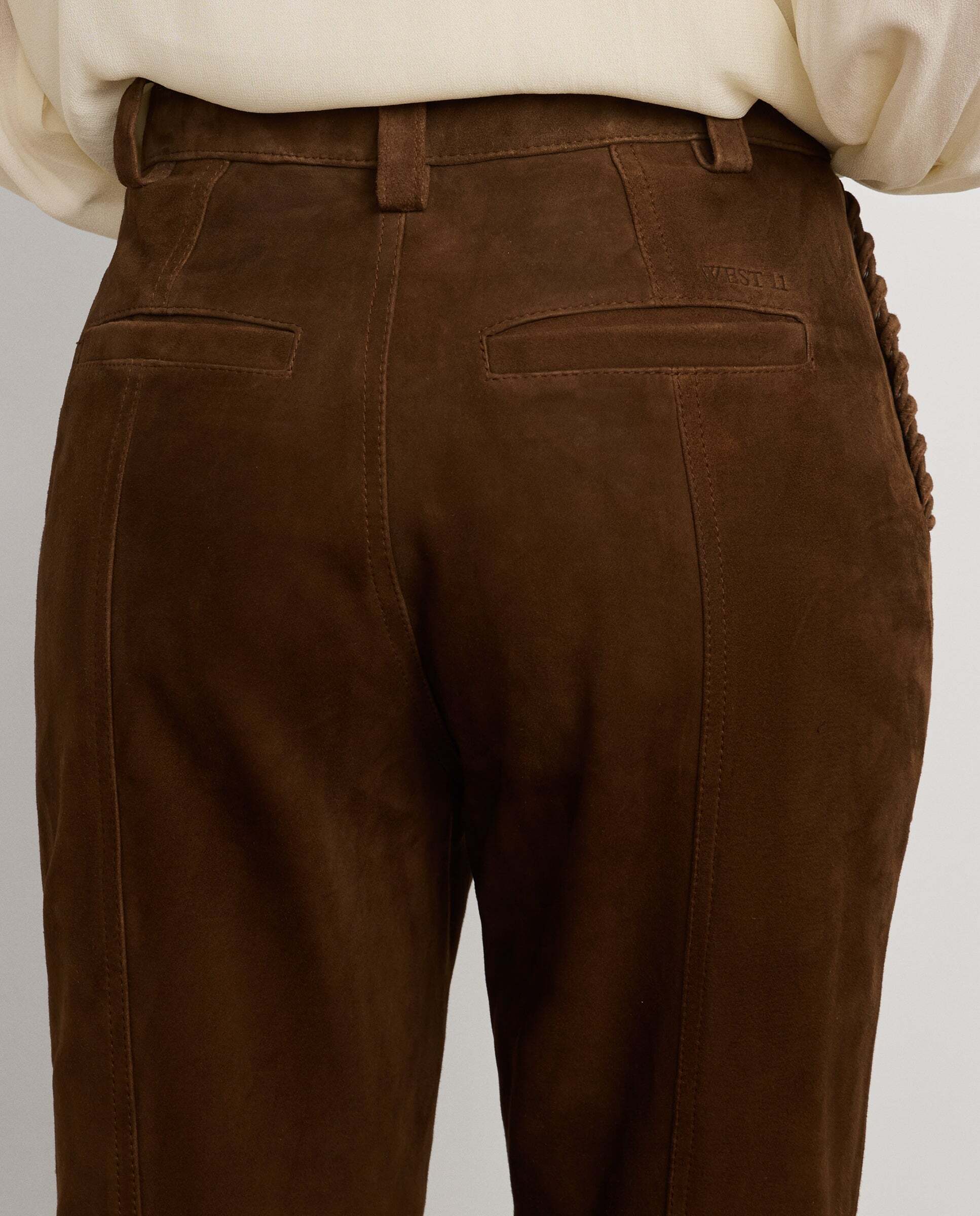 W11 koa pant - Pepe Jeans - pantalón de mujer de ante fit recto - Marrón chocolate Marrón chocolate-4