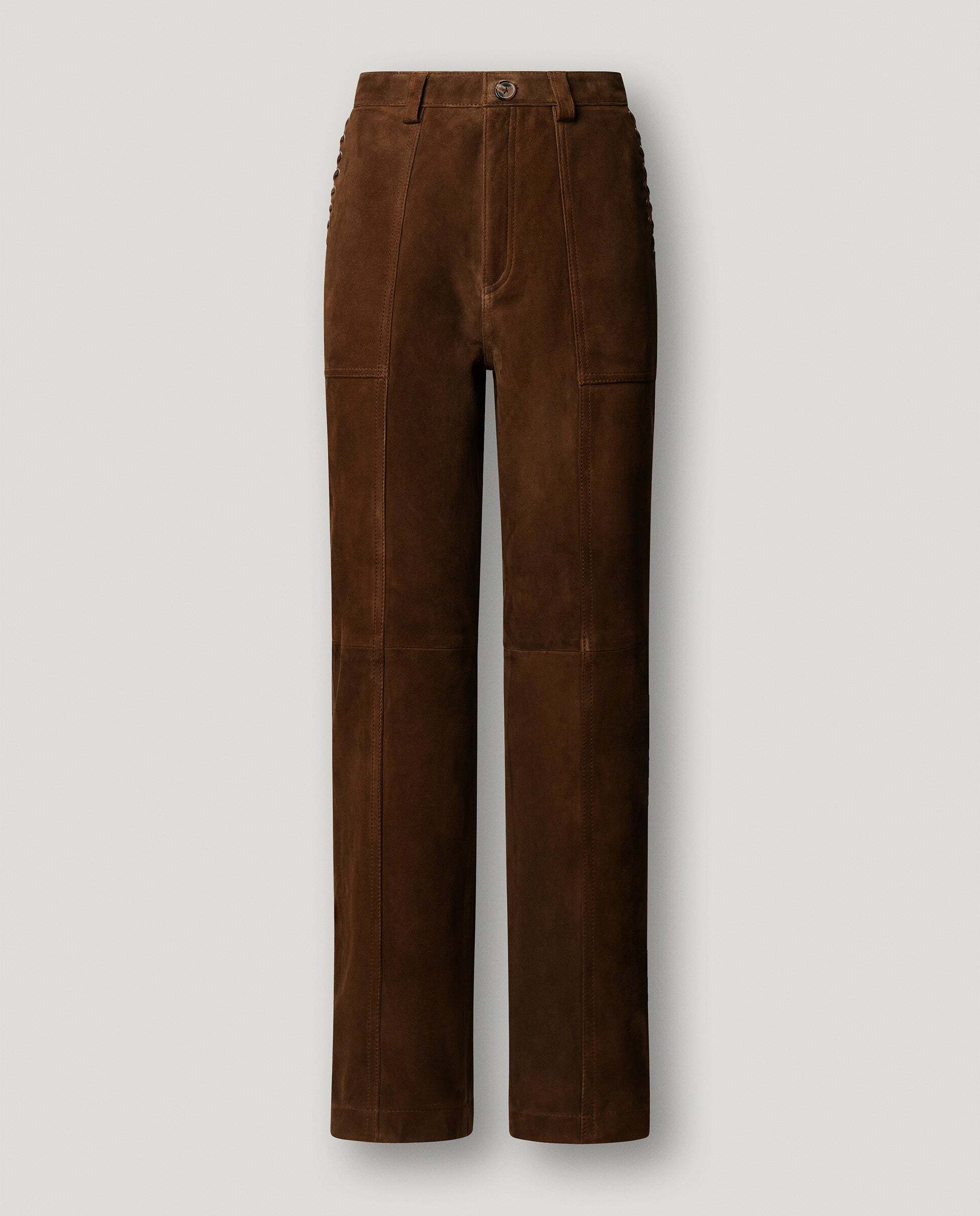 W11 koa pant - Pepe Jeans - pantalón de mujer de ante fit recto - Marrón chocolate Marrón chocolate-6