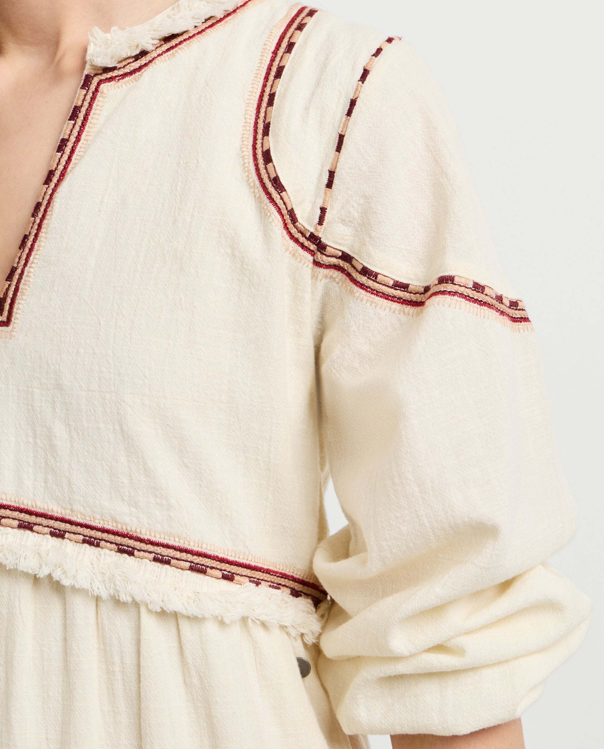 Vestido de mujer midi cuello pico - Pepe Jeans - Blanco roto Blanco roto-4