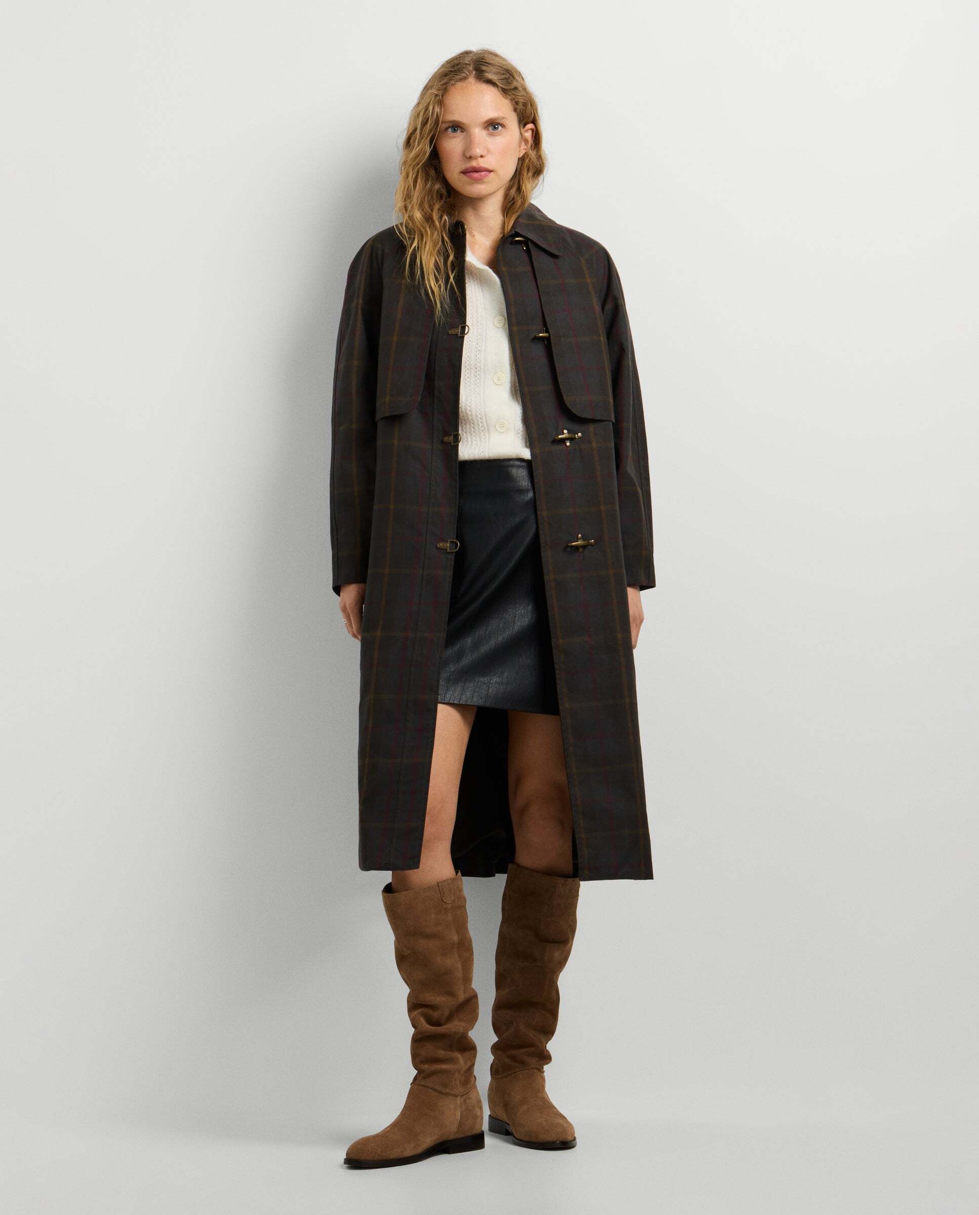 Gabardina de mujer larga de cuadros - Pepe Jeans - Verde Verde-2
