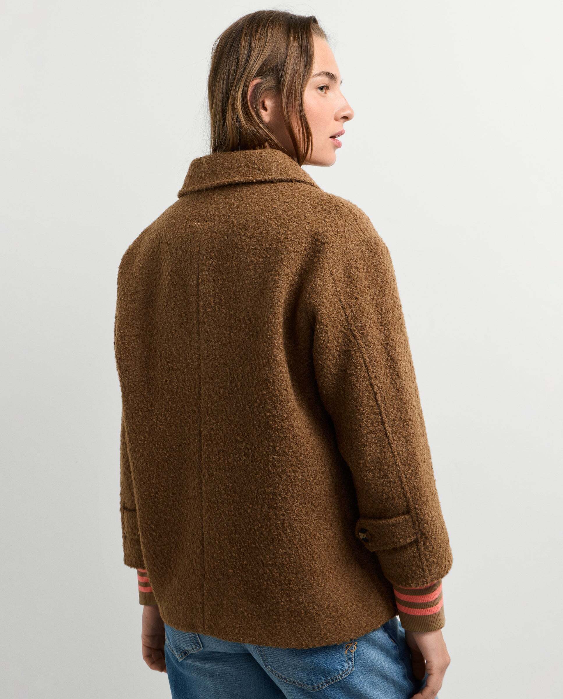 Abrigo de mujer corto boucle con lana - Pepe Jeans - Marrón Marrón-3