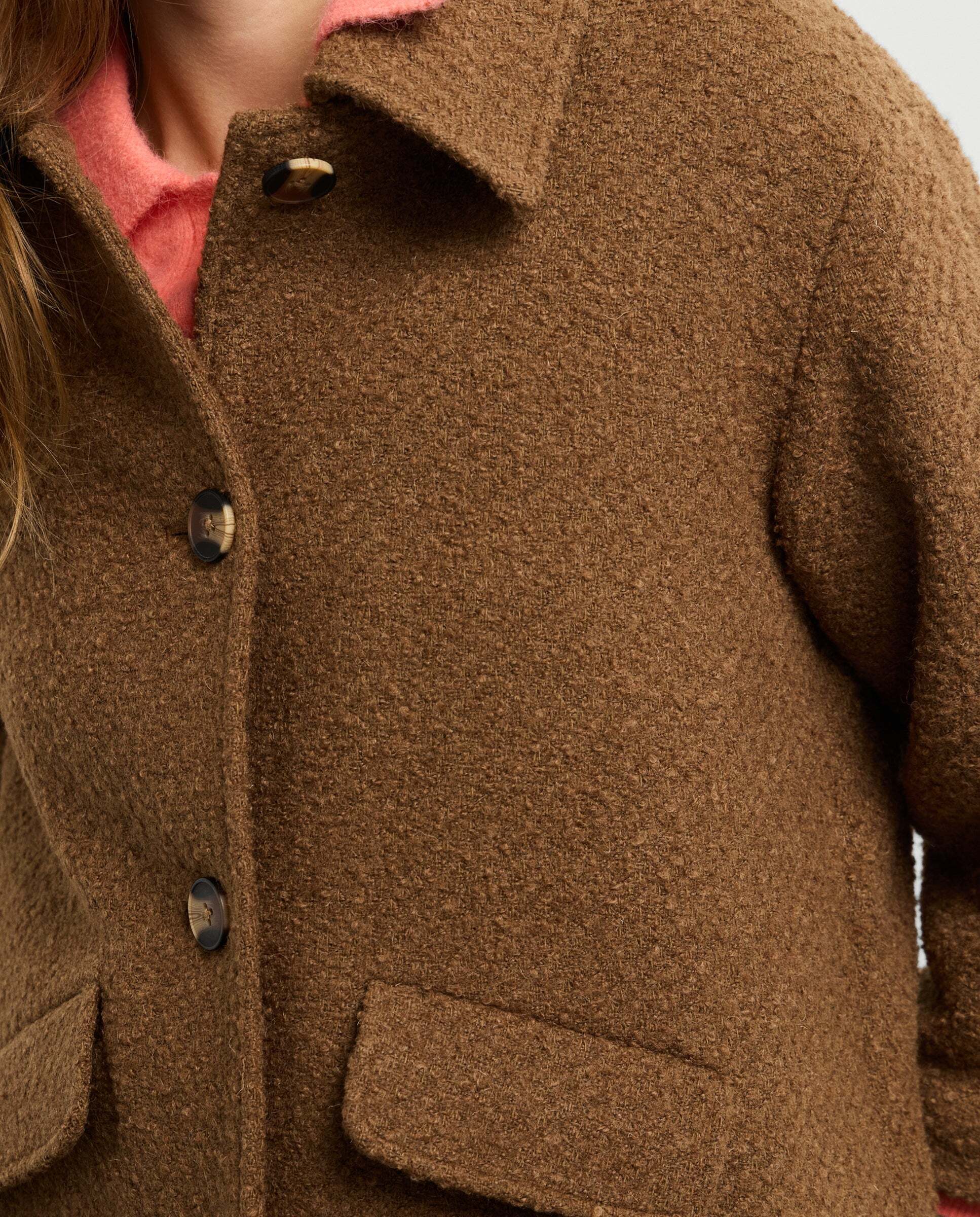 Abrigo de mujer corto boucle con lana - Pepe Jeans - Marrón Marrón-4