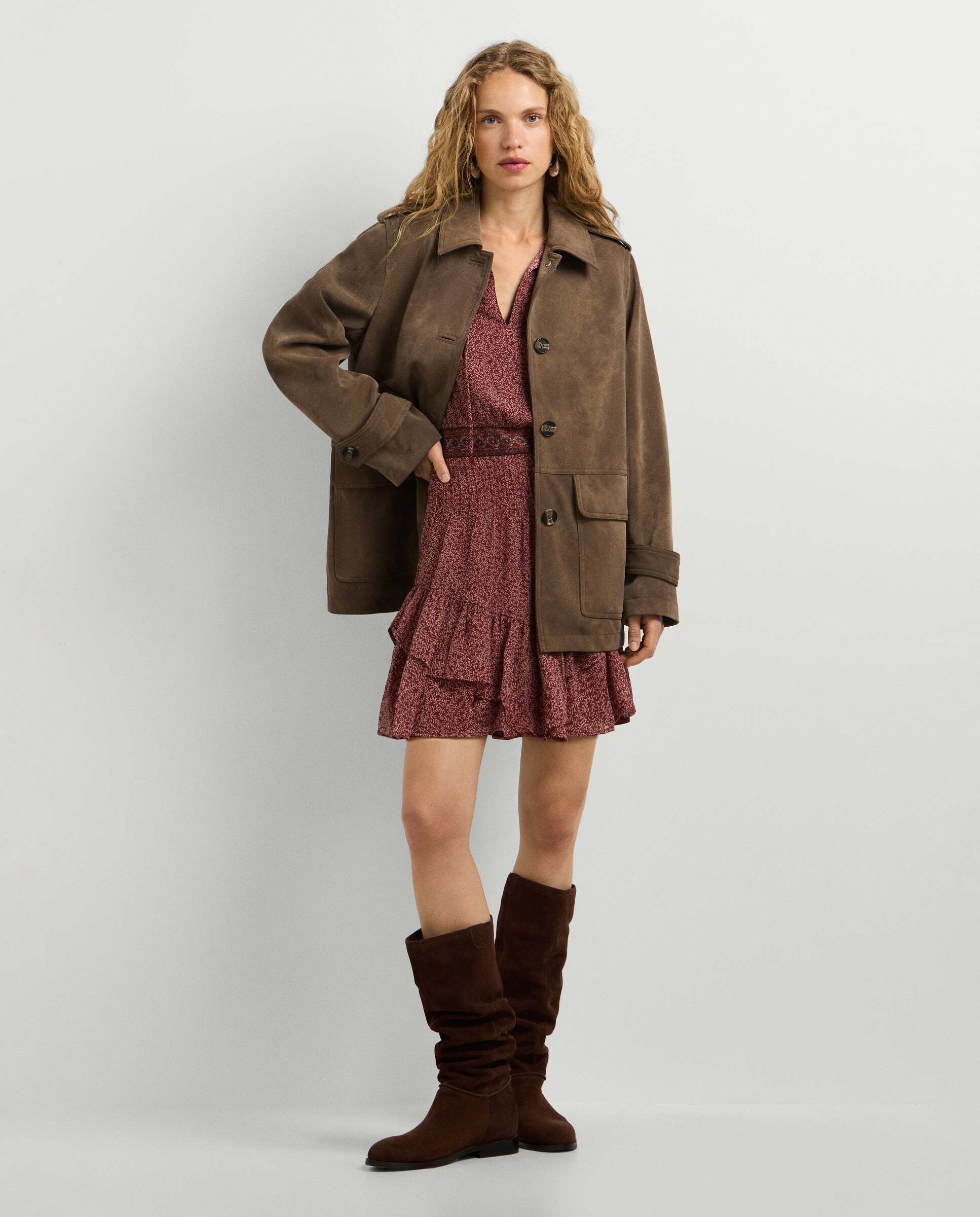 Chaqueta de mujer efecto ante - Pepe Jeans - Marrón chocolate Marrón chocolate-2