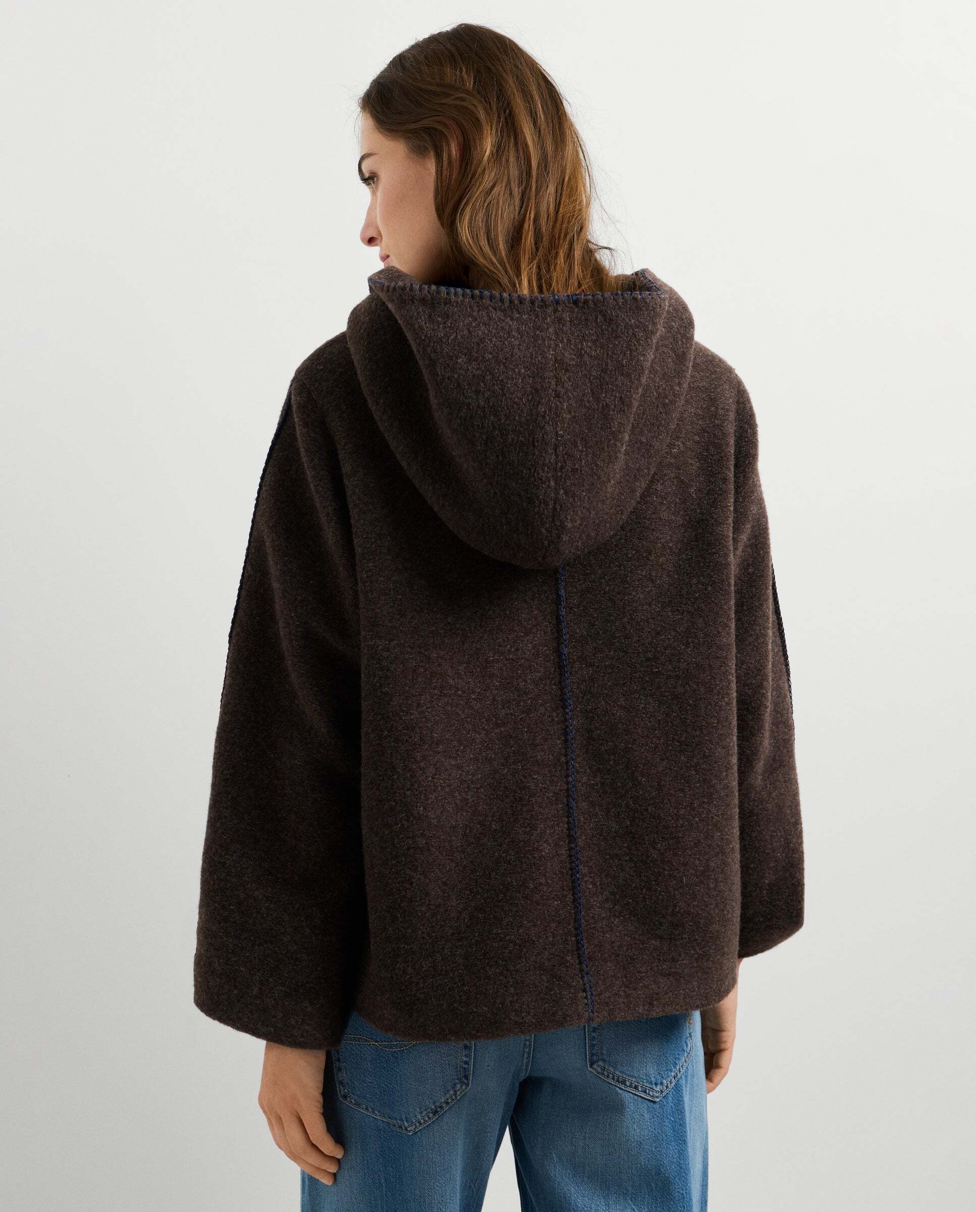 Chaqueta de mujer boucle capucha con lana - Pepe Jeans - Marrón Marrón-3