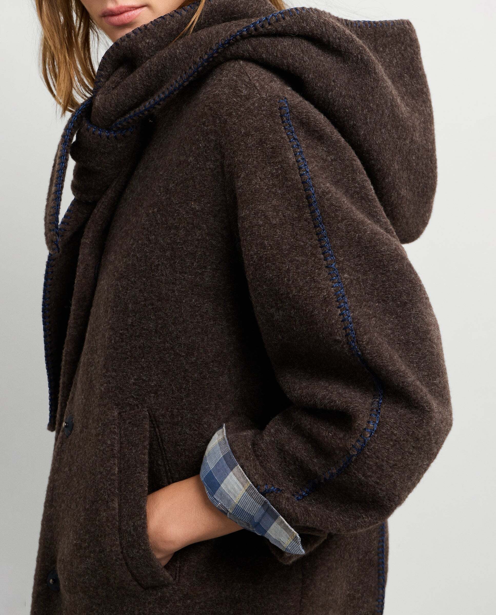 Chaqueta de mujer boucle capucha con lana - Pepe Jeans - Marrón Marrón-4