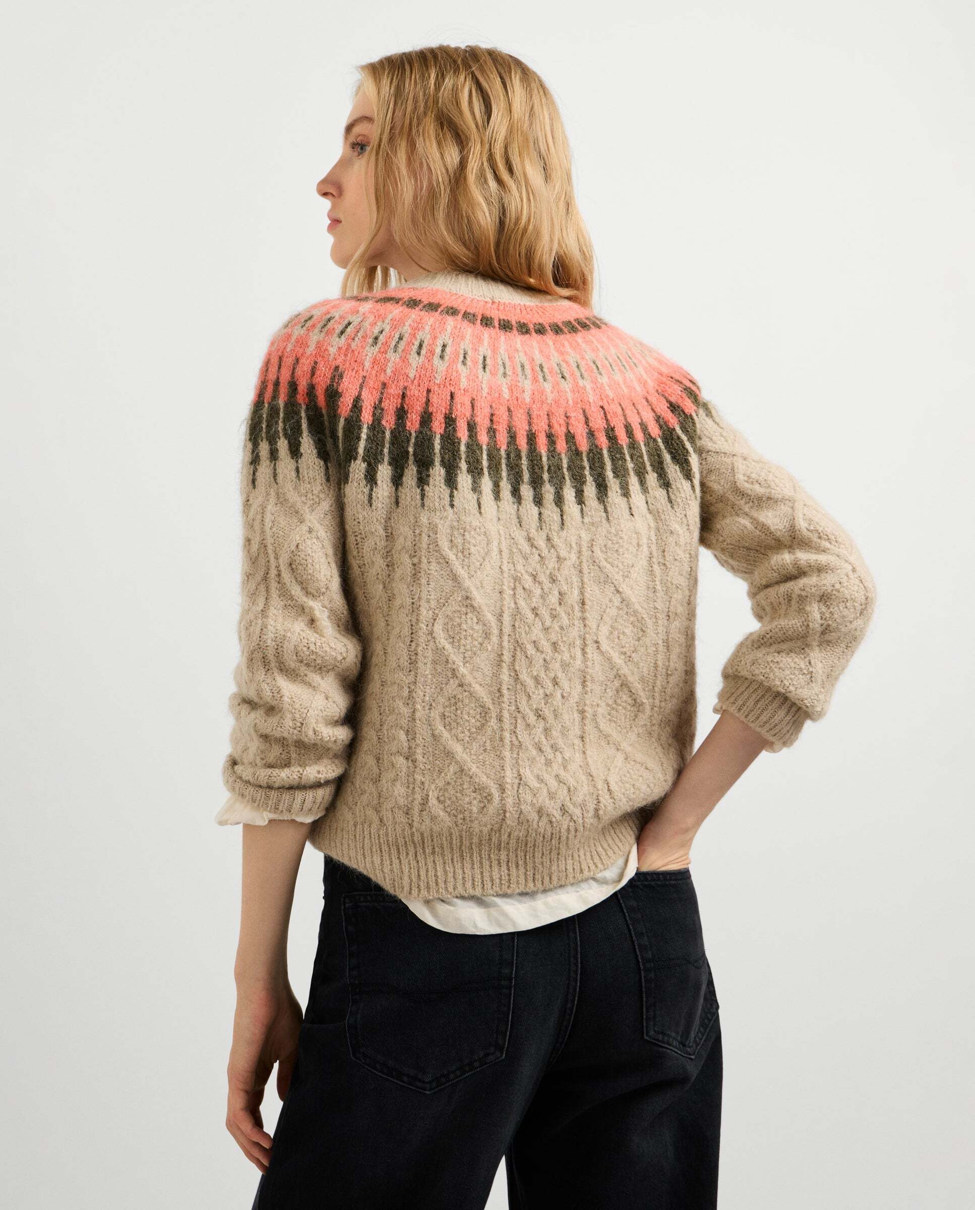Jersey de mujer trenzado fairisle con lana - Pepe Jeans - Beige Beige-3