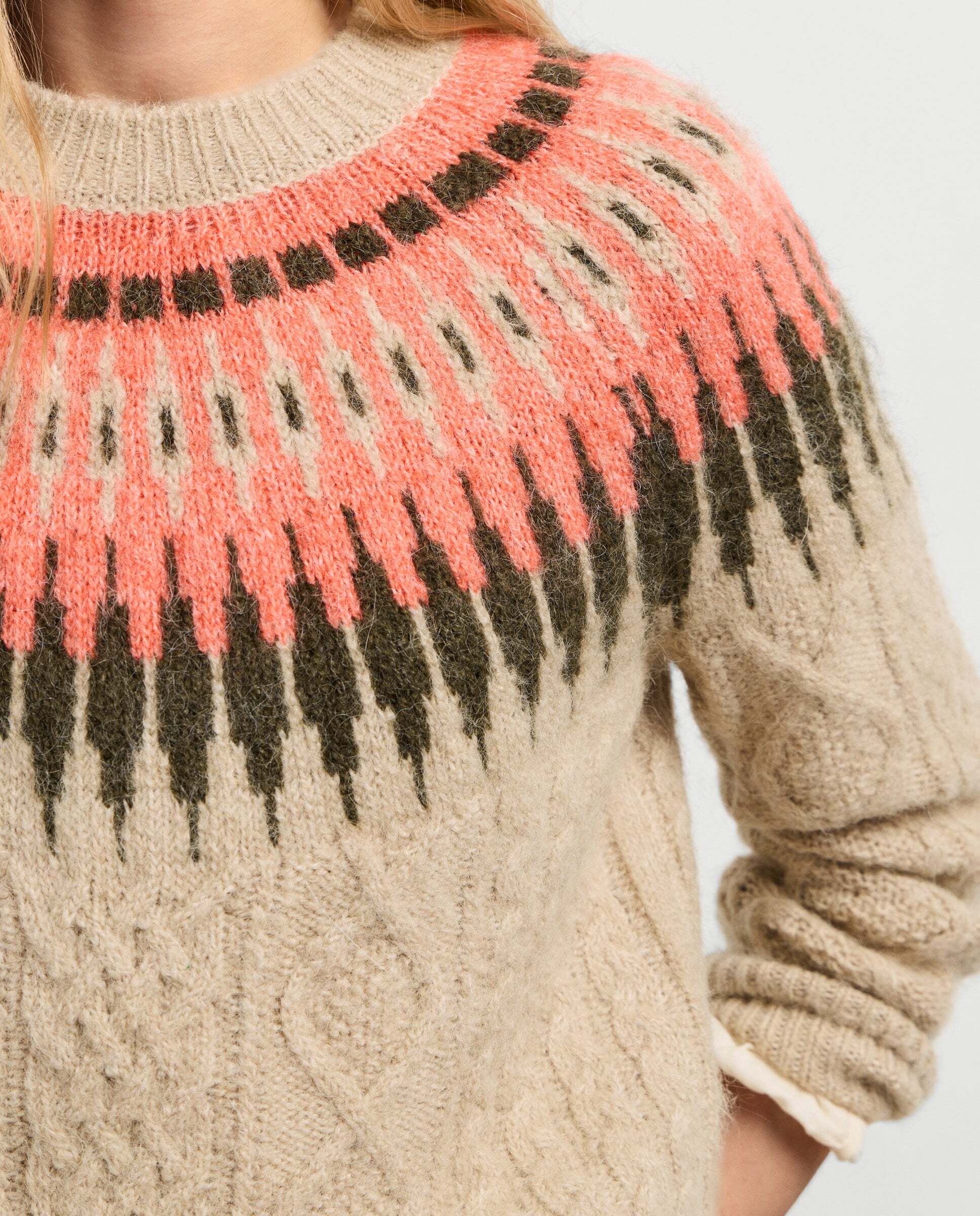 Jersey de mujer trenzado fairisle con lana - Pepe Jeans - Beige Beige-4