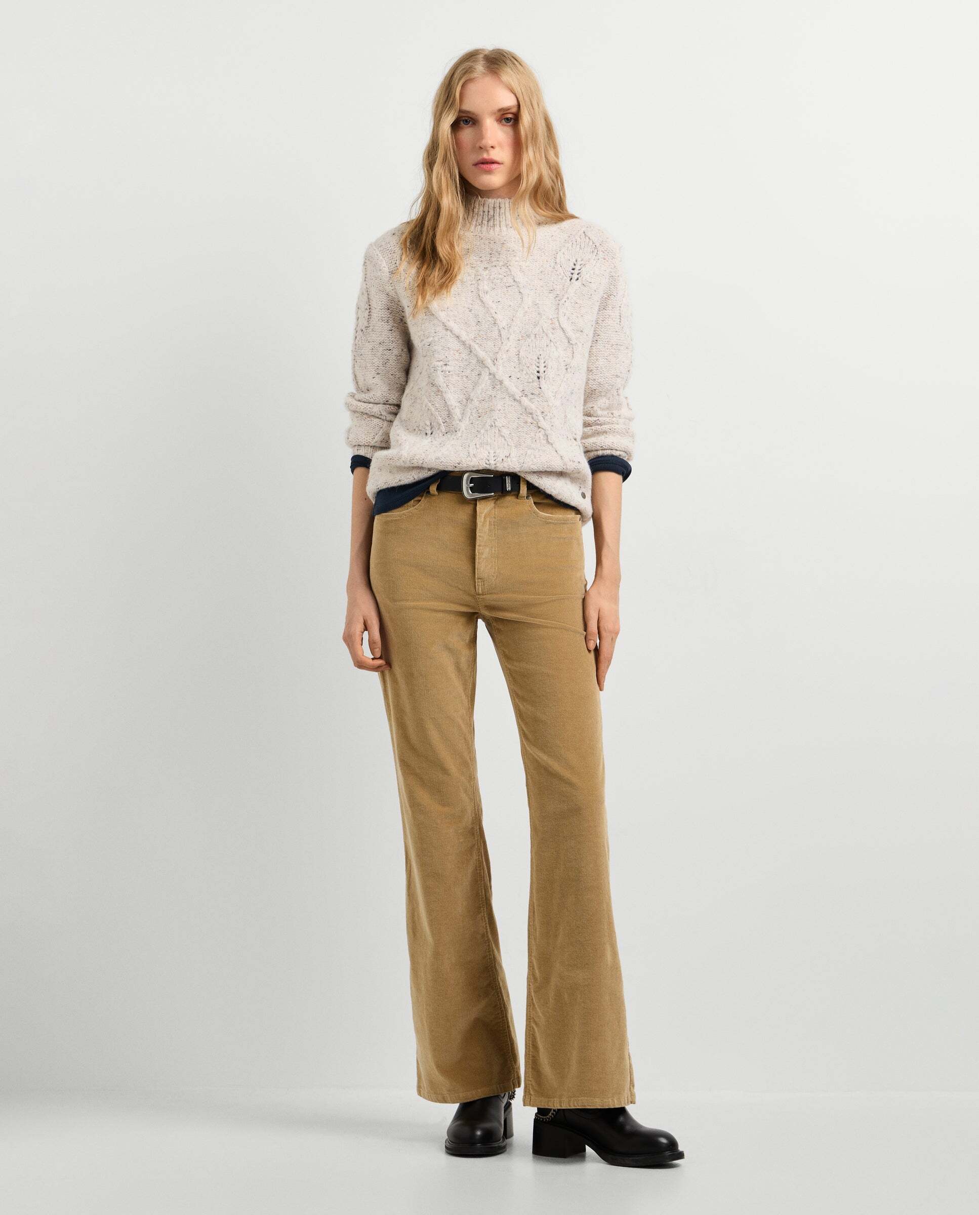 Jersey de mujer trenzado cuello alto - Pepe Jeans - Blanco Blanco-2